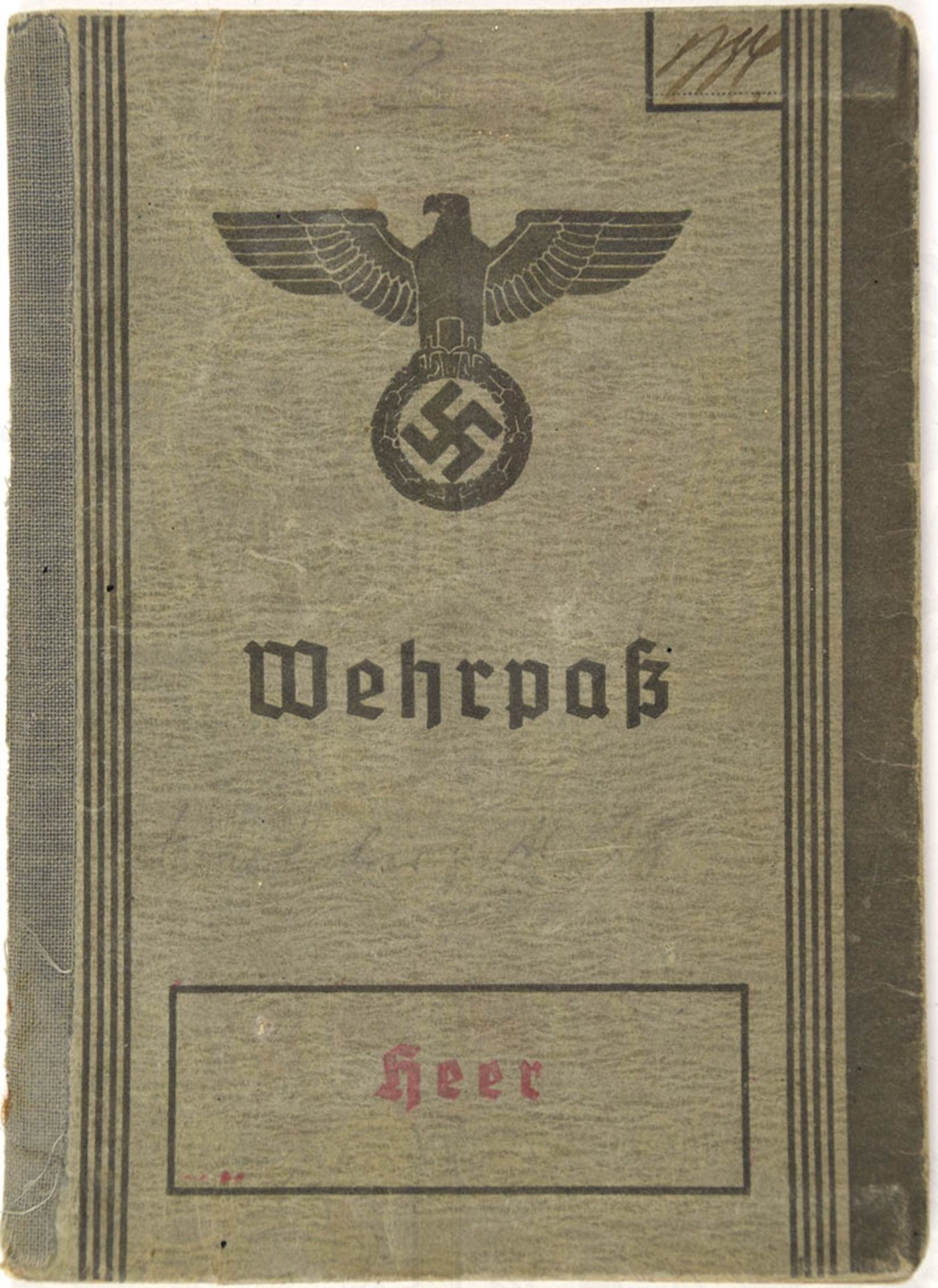 WEHRPAß EINES GEFREITEN, u. 1. WK-Veteranen, zahlr. Eintr. 1935-1944, im 1. WK b. LIR Nr. 74, 2.