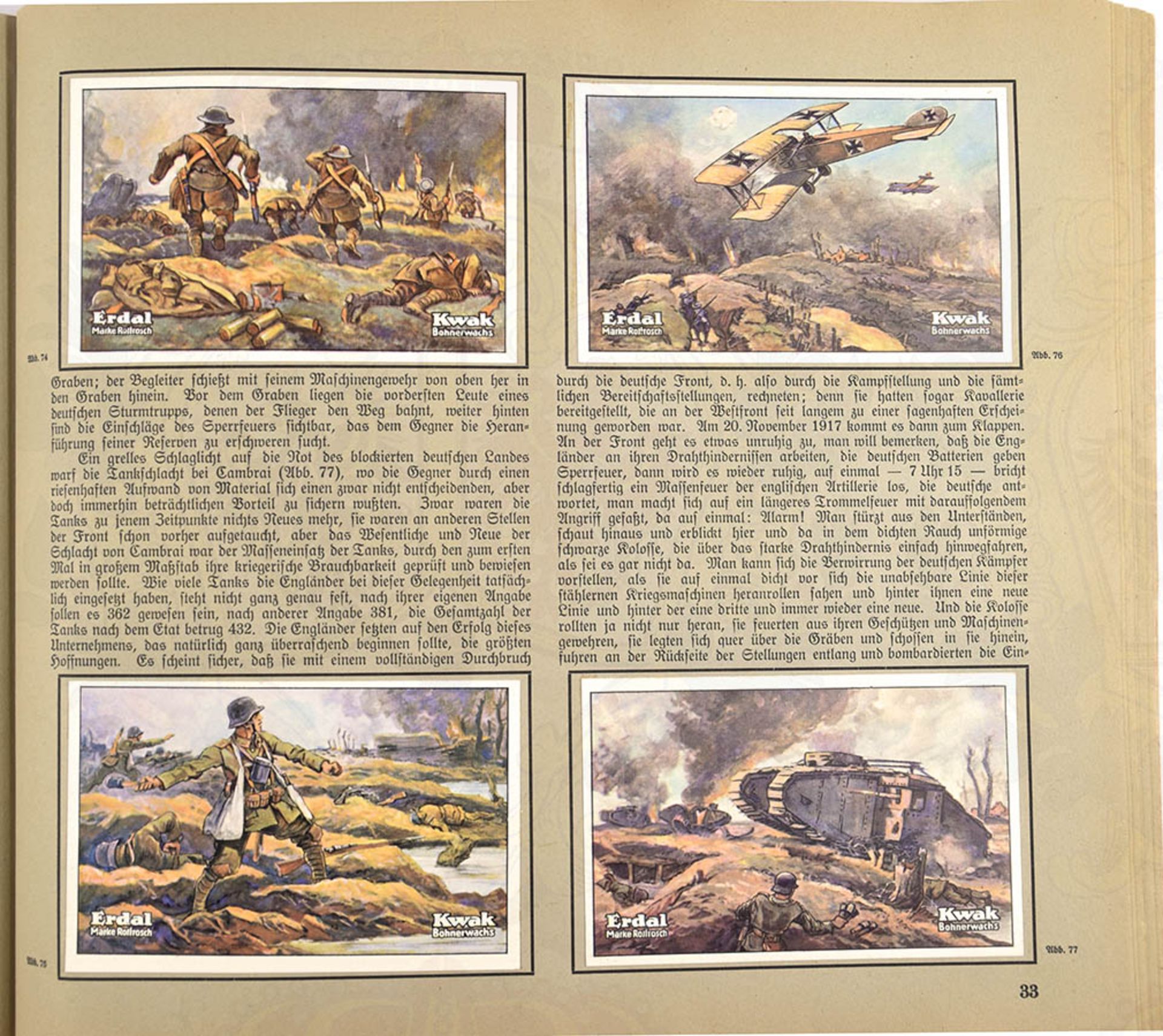 WELTKRIEG 1914/18, Erdal-Kwak 1933, 96 farbige Bilder nach Aquarellen u. Zeichn., kpl., kart. < - Bild 2 aus 2