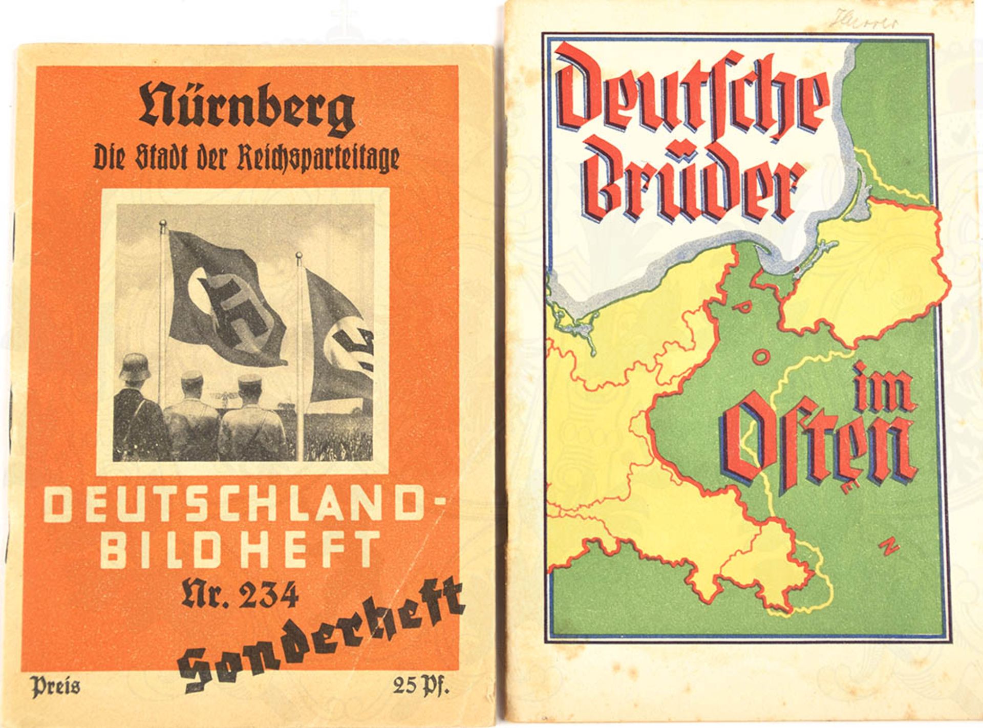 2 KLEINSCHRIFTEN: "Deutsche Brüder im Osten", um 1935, 64 S.; "Nürnberg - die Stadt der