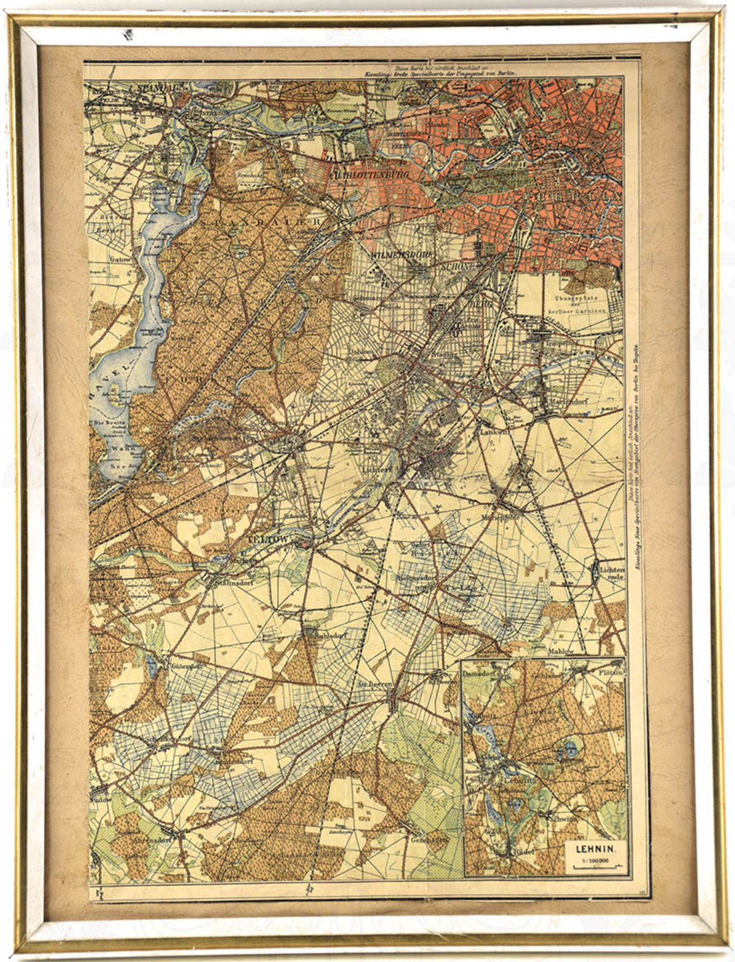 LANDKARTE GRUNEWALD, col. Steindruck, um 1905, Abschnitt von Kiesslings Specialkarte, Gebiet