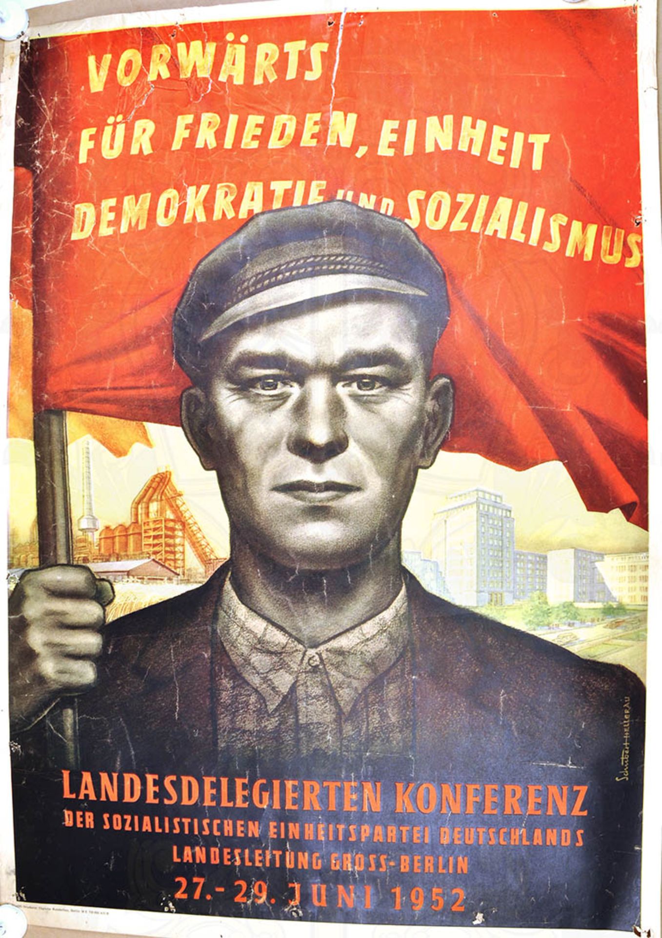 PLAKAT, "Vorwärts für Frieden, Einigkeit, Demokratie und Sozialismus", "Landesdelegierten