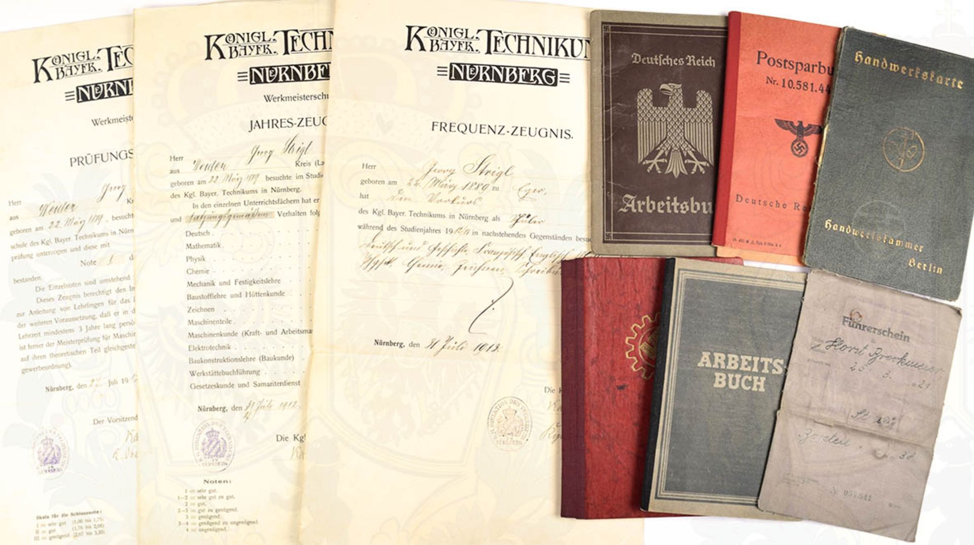 DOKUMENTEN-KONVOLUT, 23 Teile, 1913-52, u. a. Arbeits- u. Mitgliedsbücher, Kennkarte, - Bild 3 aus 3