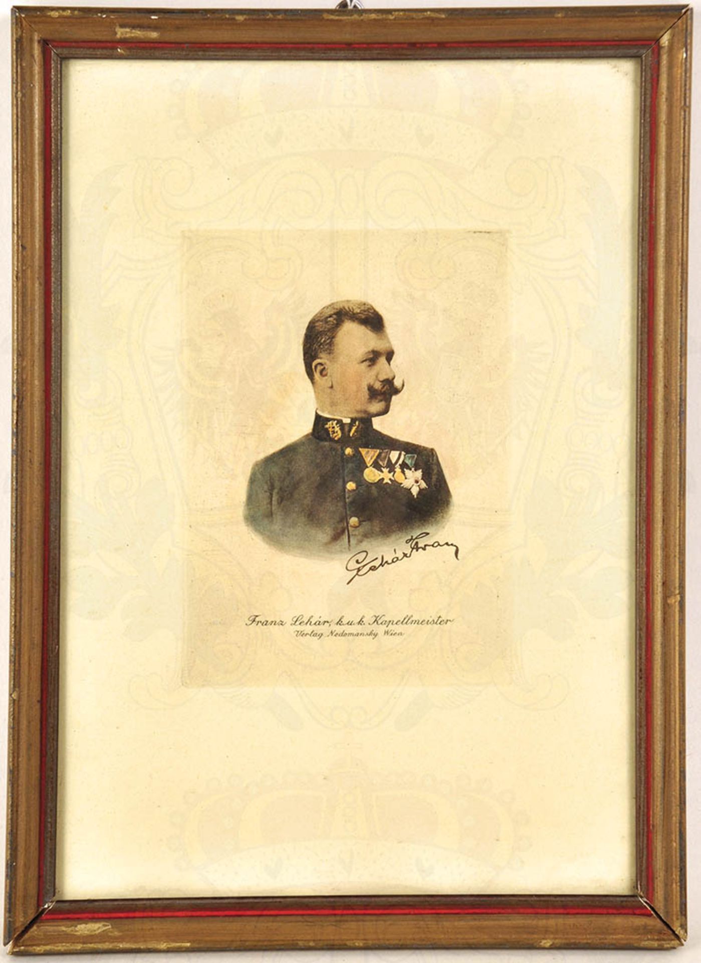 PORTRAITBILD FRANZ LEHAR (1870-1948), österr. Komponist, col. Tiefdruckbild, in Uniform e.