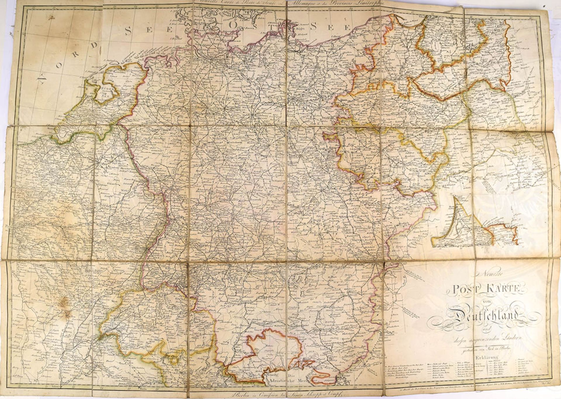 2 ROUTEN-KARTEN, "Neueste Post Karte von Deutschland" u. "Post Charte von Teutschland", 1801 bzw. - Bild 2 aus 2