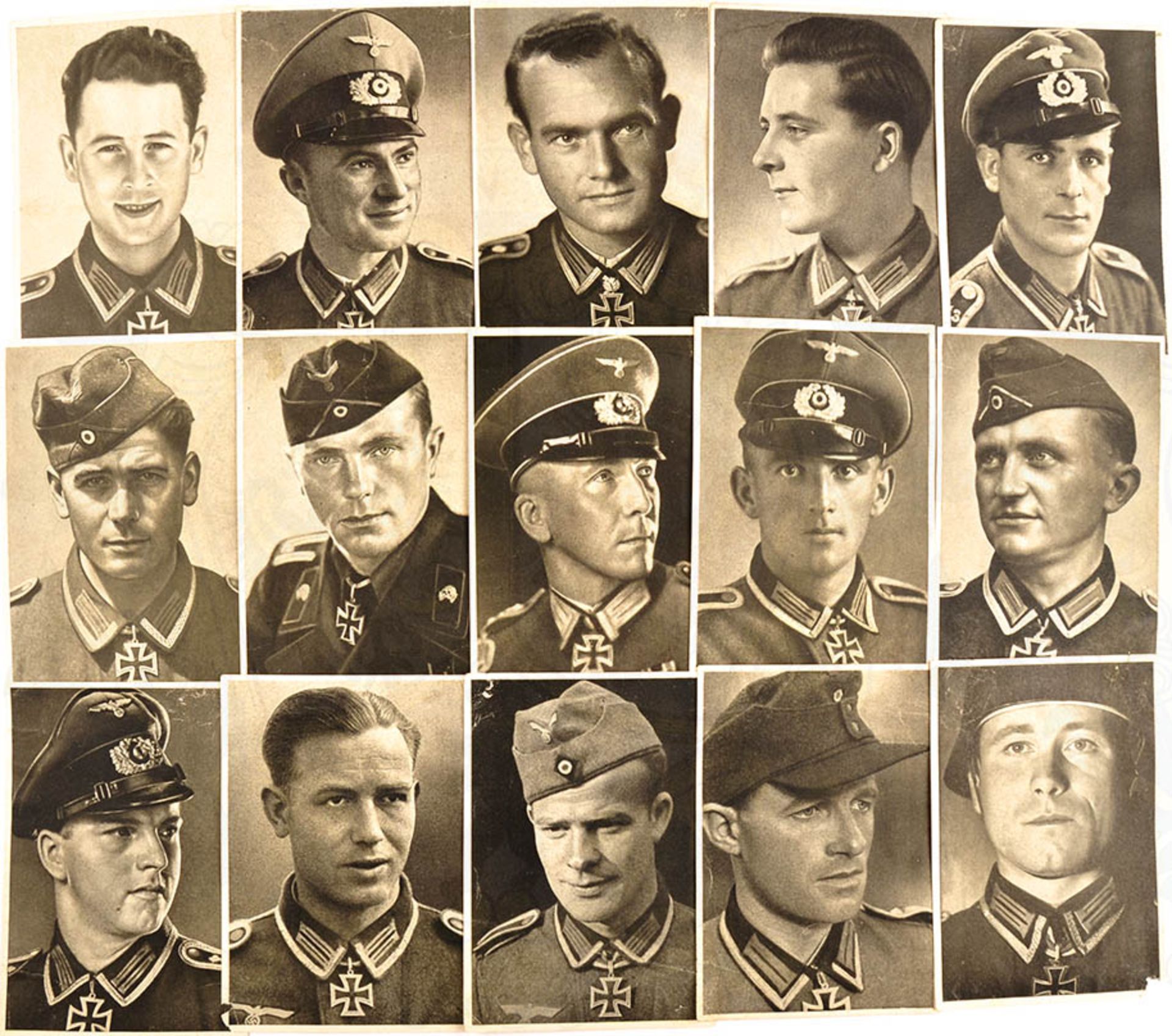 UNTEROFFIZIERE DES HEERES MIT DEM RITTERKREUZ, 40 Einzelbilder, s/w Portraits m. rs. Kurzbiographie,