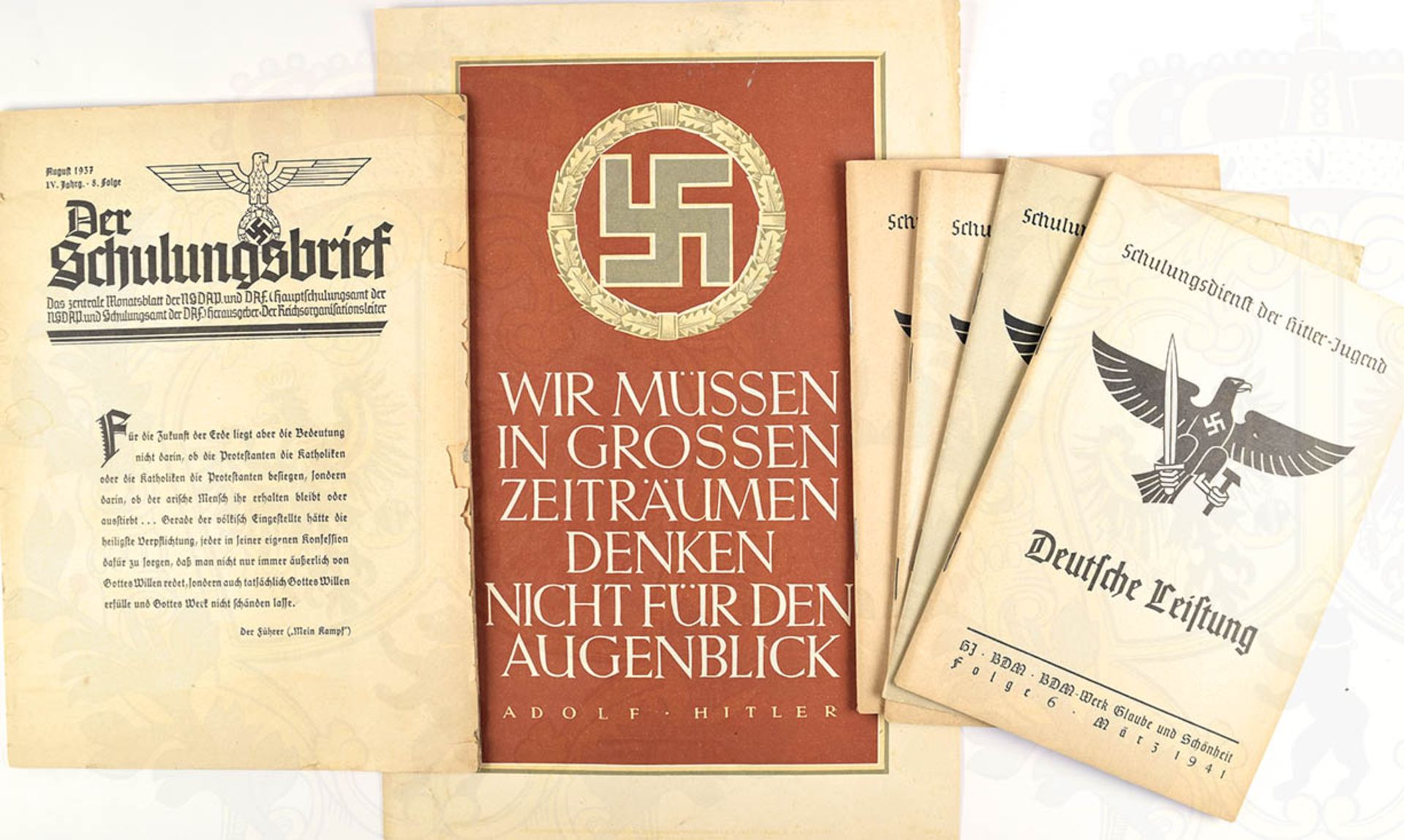 SCHULUNGSDIENST DER HJ, 4 Ausg., 1939-Nr. 1; 1941-1, 3 u. 4; "Der Schulungsbrief", 1937-Nr. 8,