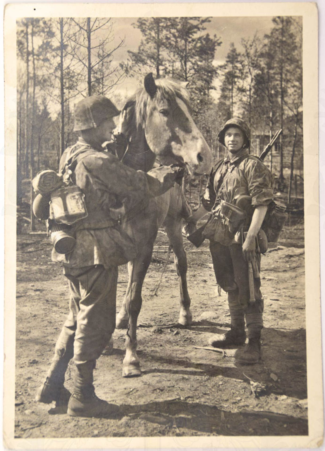 FOTO-AK "GUTE FREUNDE" der Serie "Unsere Waffen-SS", Eckbuge, gel. 1943 < 1078455F, Zustand: II-,