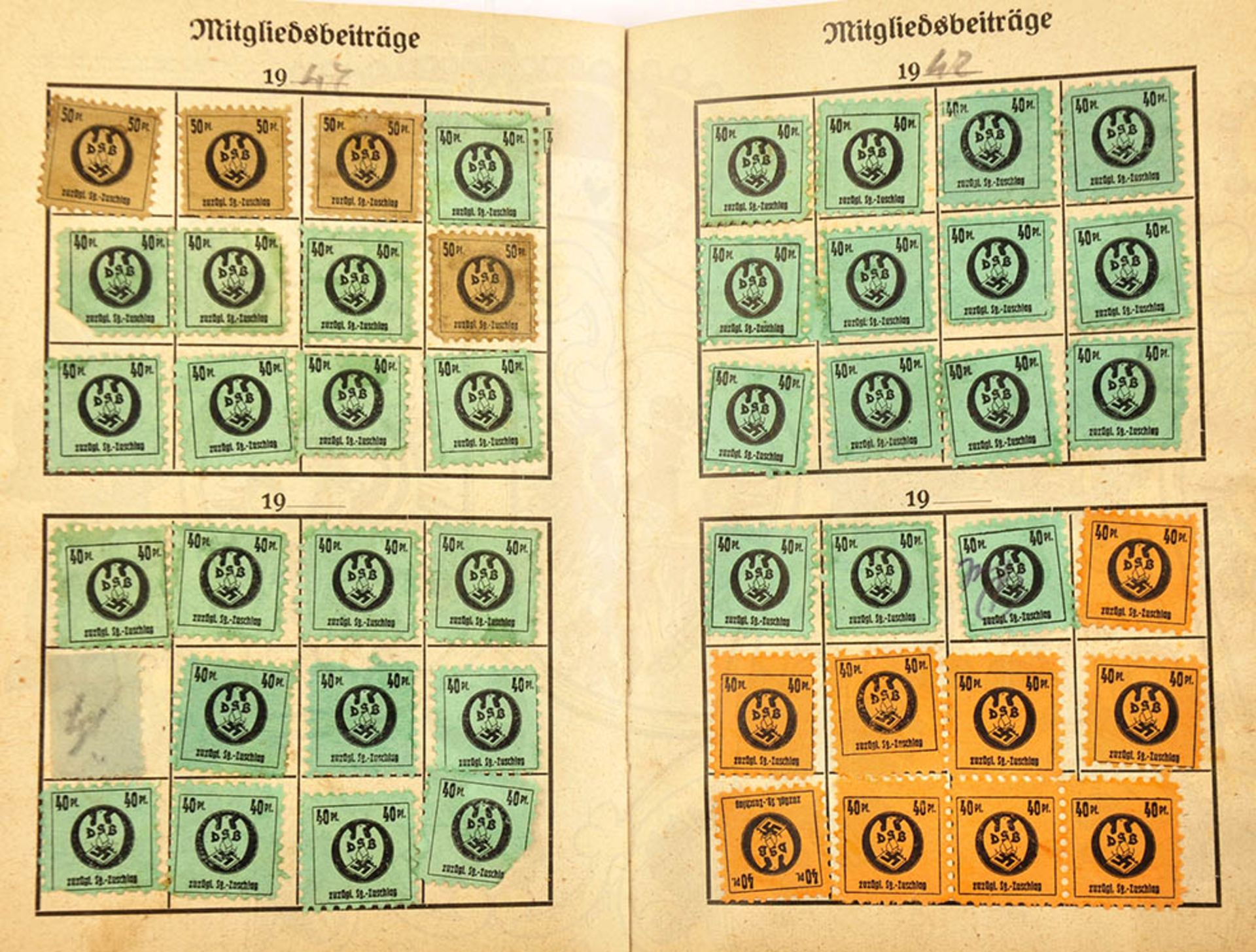 MITGLIEDSBUCH DEUTSCHER SIEDLERBUND, f. e. Siedler in Eiserfeld/Siegen, m. Satzung u. 77 farb. - Bild 2 aus 2