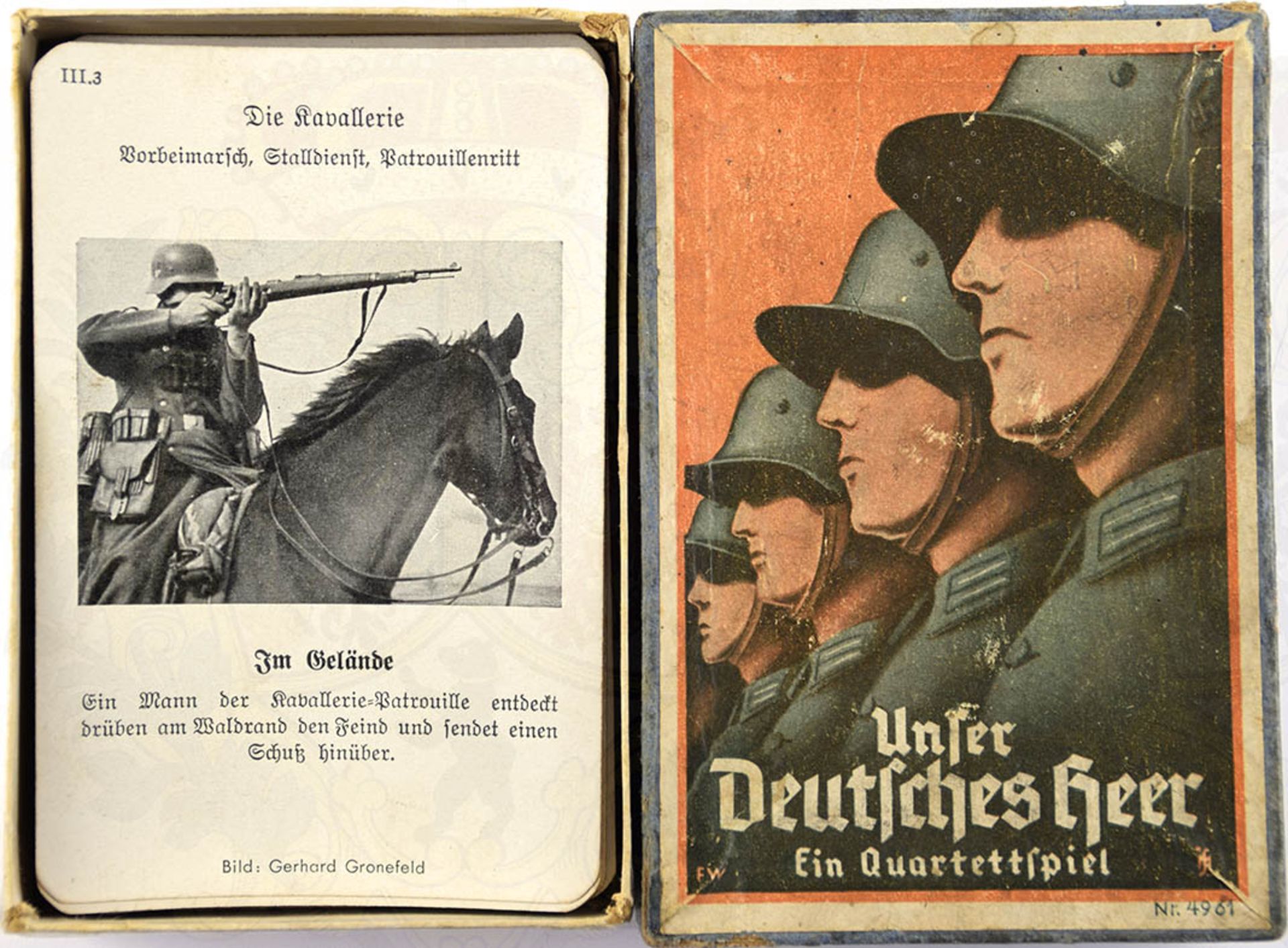 QUARTETTSPIEL "UNSER DEUTSCHES HEER", kpl. m. 48 Blatt, Herst. "Scholz militärische Spiele", in