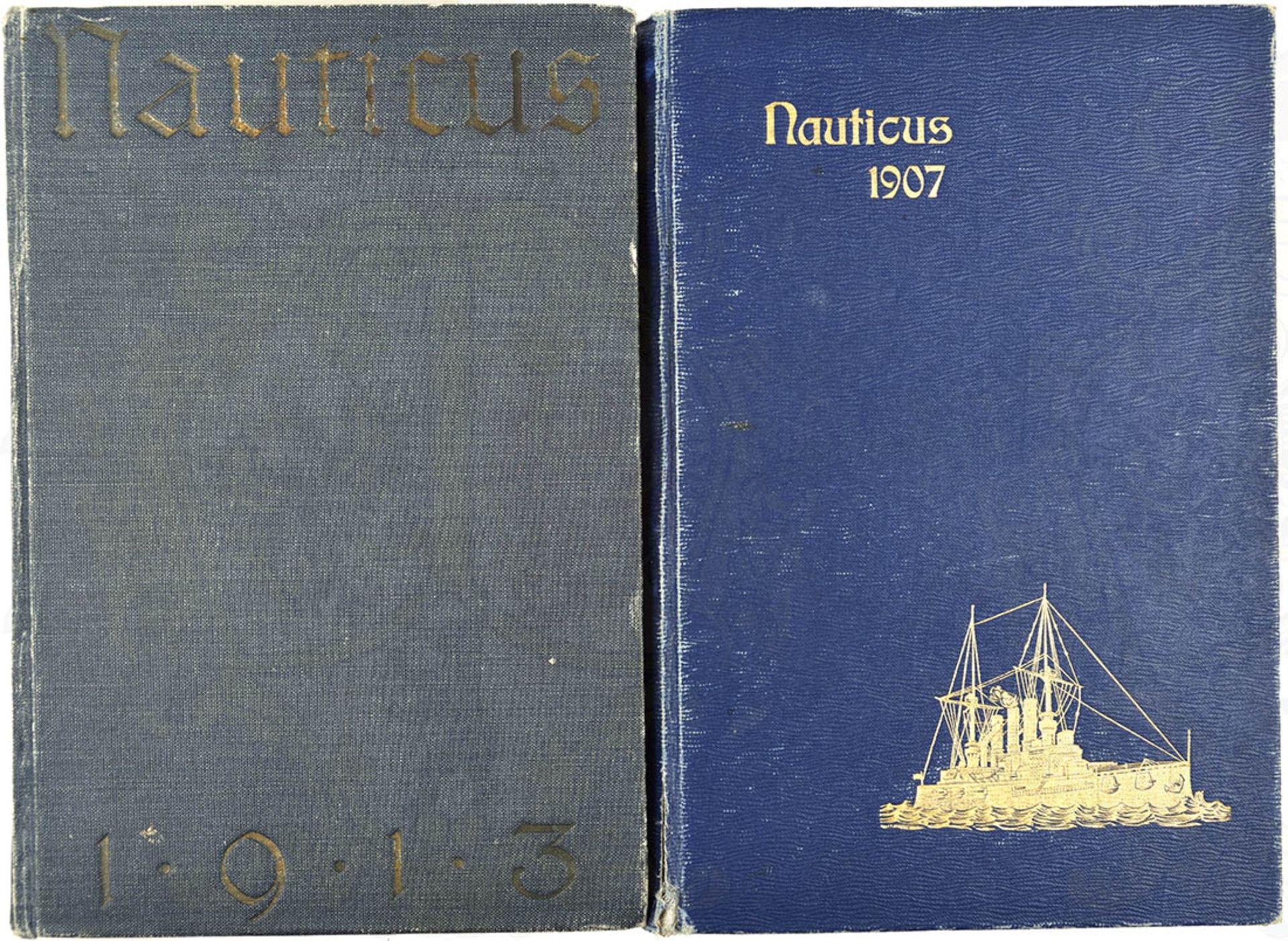 2 AUSGABEN "NAUTICUS", Jahrgänge 1907 u. 1913, zus. 1286 S., mehrere Abb. u. techn. Zeichn., bde.