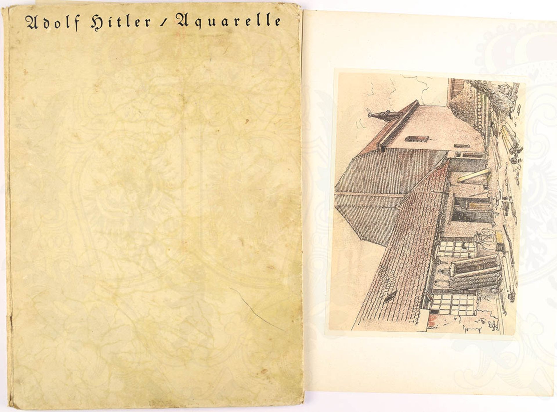 ADOLF HITLER AQUARELLE, 7 Kunstdrucke (kpl.) von Ortschaften u. Gefechtsstätten in Nordfrankreich u. - Bild 2 aus 3