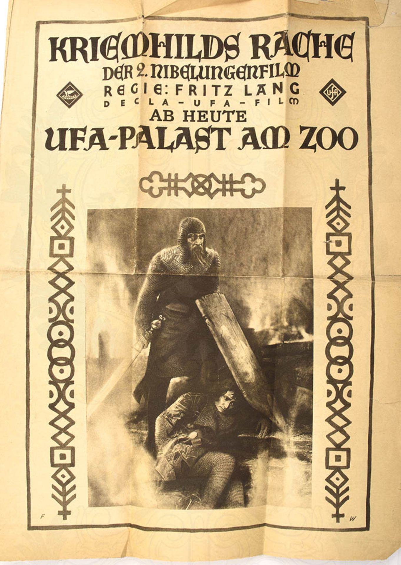FILMPROGRAMM "KRIEMHILDS RACHE", 2. Nibelungen-Film, 1924, "Ab heute UFA-Palast am Zoo" (Bln.),