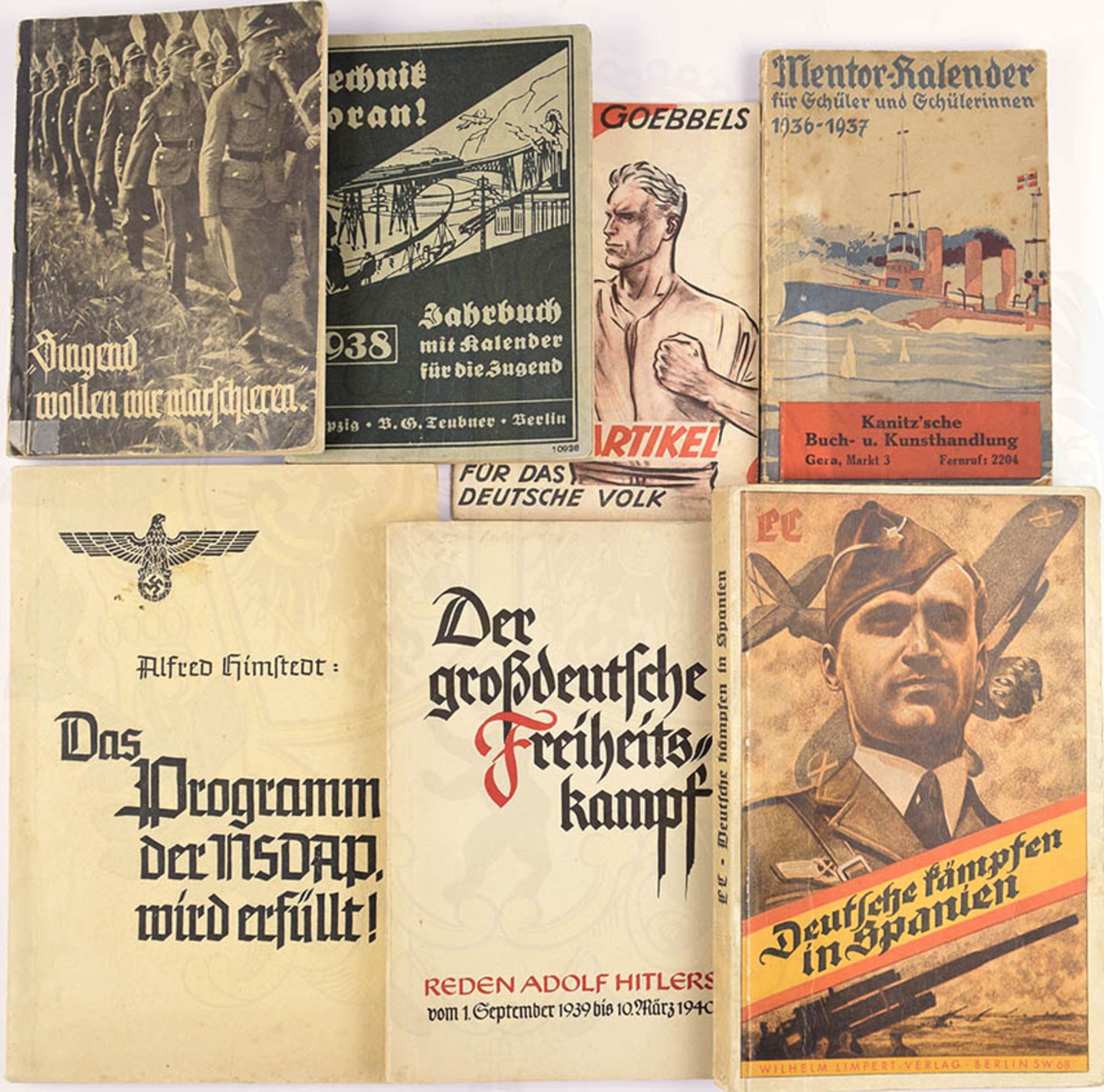 LOT 45 TITEL, dabei: Legion Condor, Reden Adolf Hitlers, Programm NSDAP, Mussolini, Zeitgeschehen,