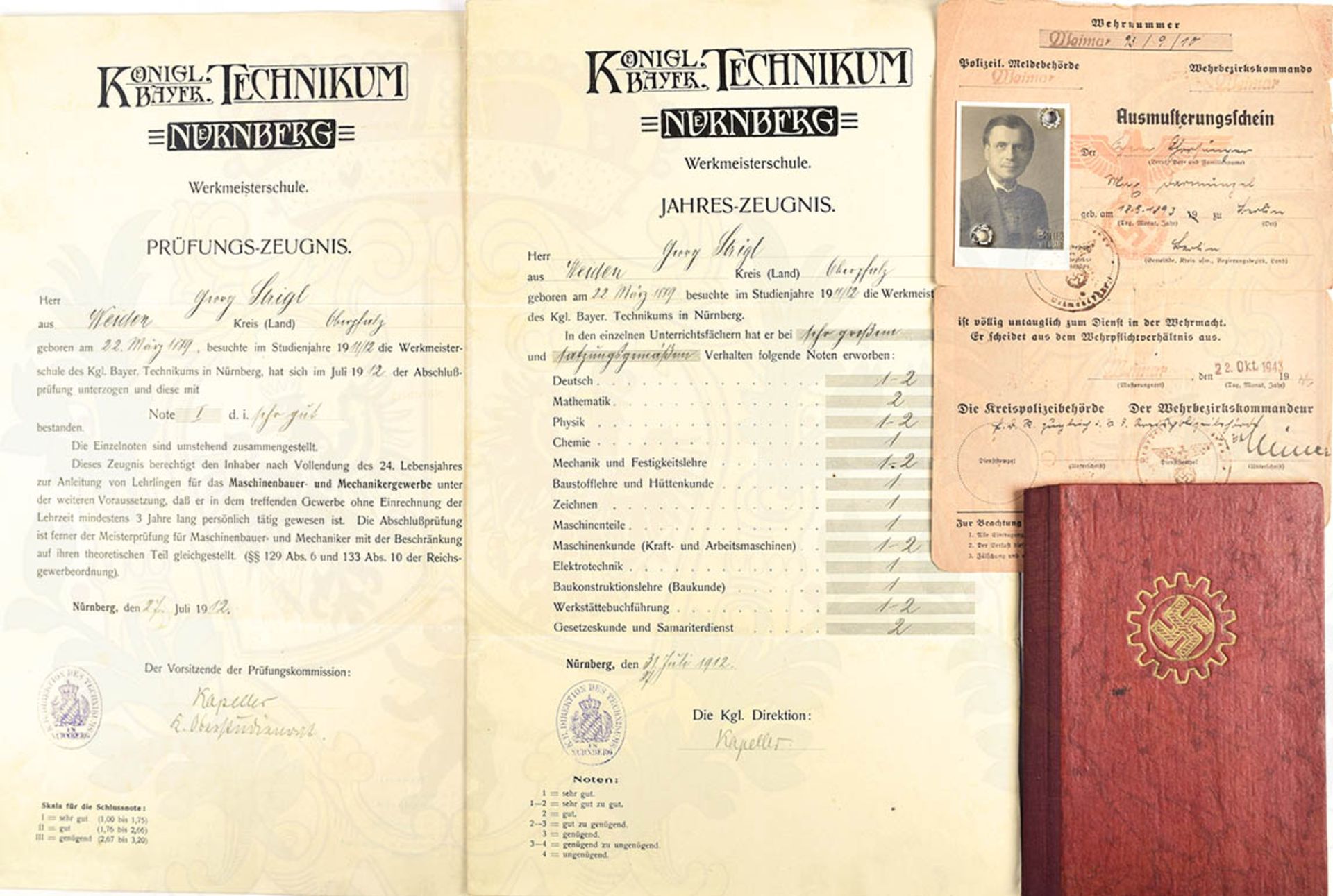 DOKUMENTEN-KONVOLUT, 23 Teile, 1913-52, u. a. Arbeits- u. Mitgliedsbücher, Kennkarte,