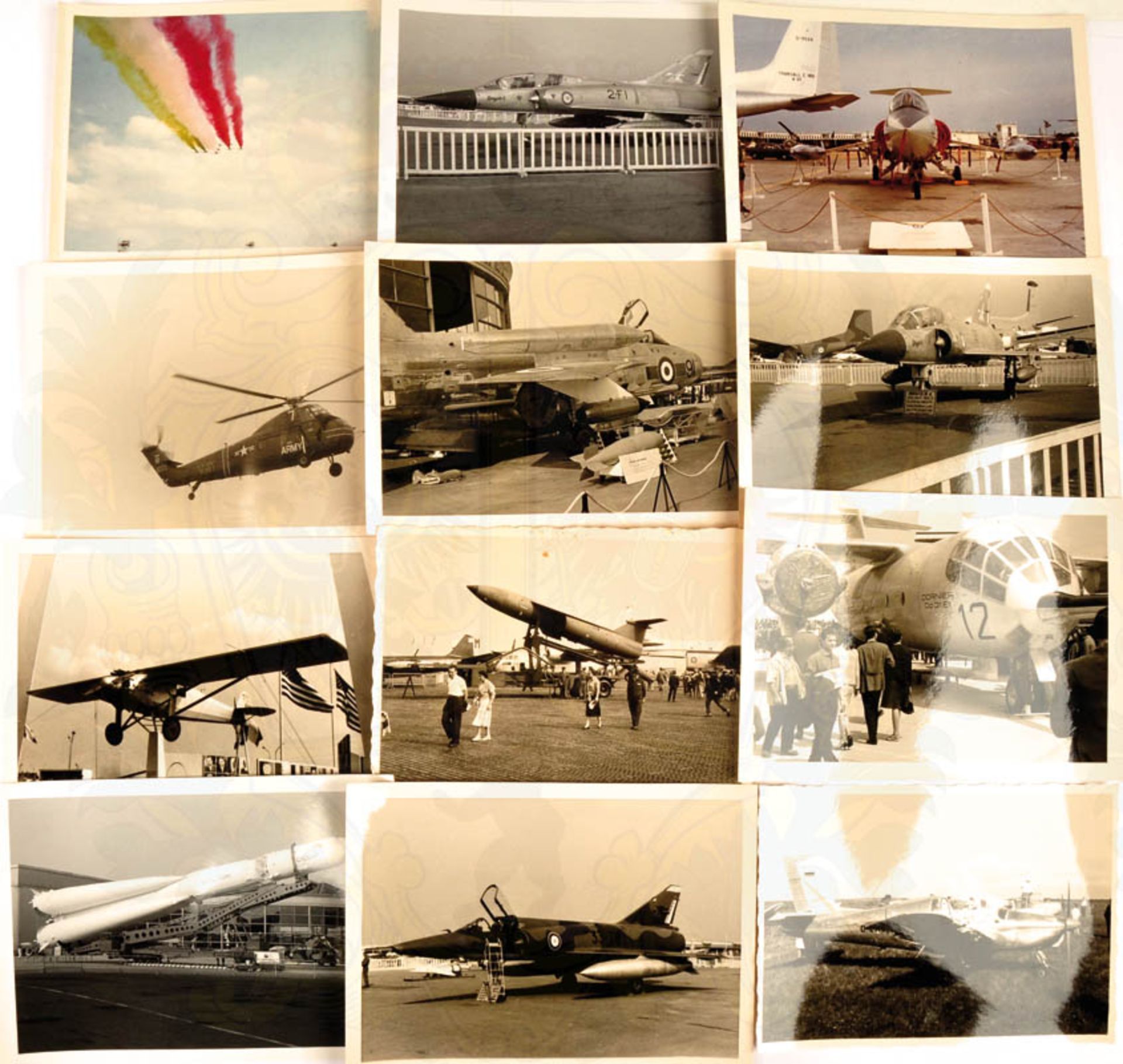 SAMMLUNG FOTOS FLUGSCHAUEN, ca. 165 St., etwa 1960-1970, zahlr. Kampfflugzeuge, Sport- u.