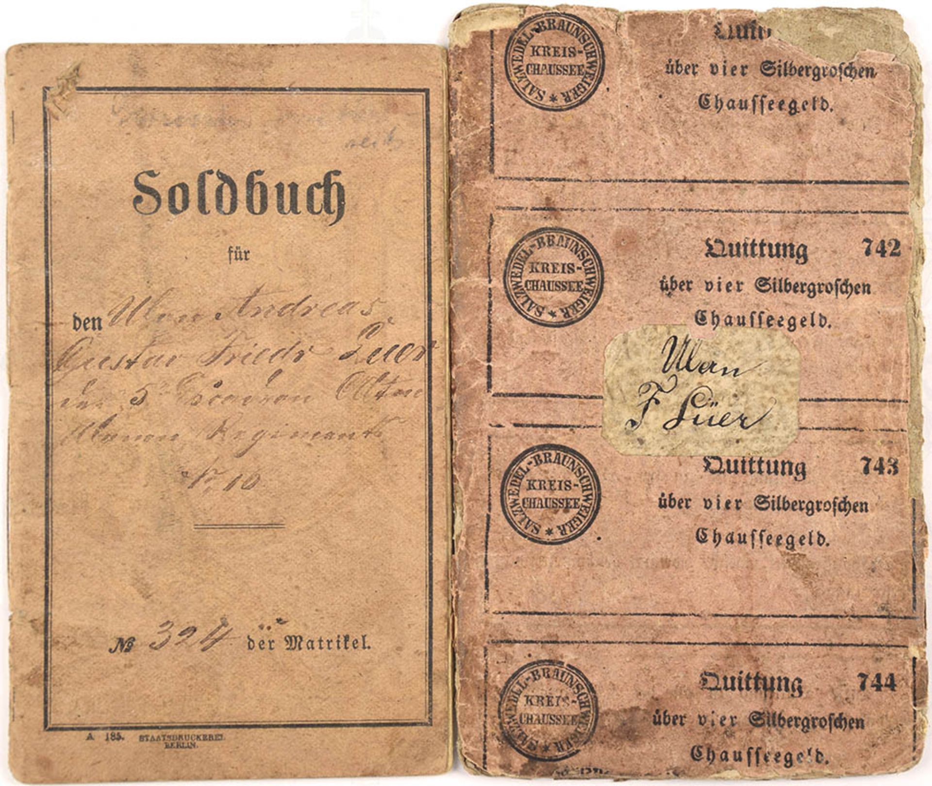 SOLBUCH EINES ULANEN, v. Altmärk. Ul.-Rgt. Nr. 16, Salzwedel, 1875-1878, OU "von Schmidt", Rittm. u.