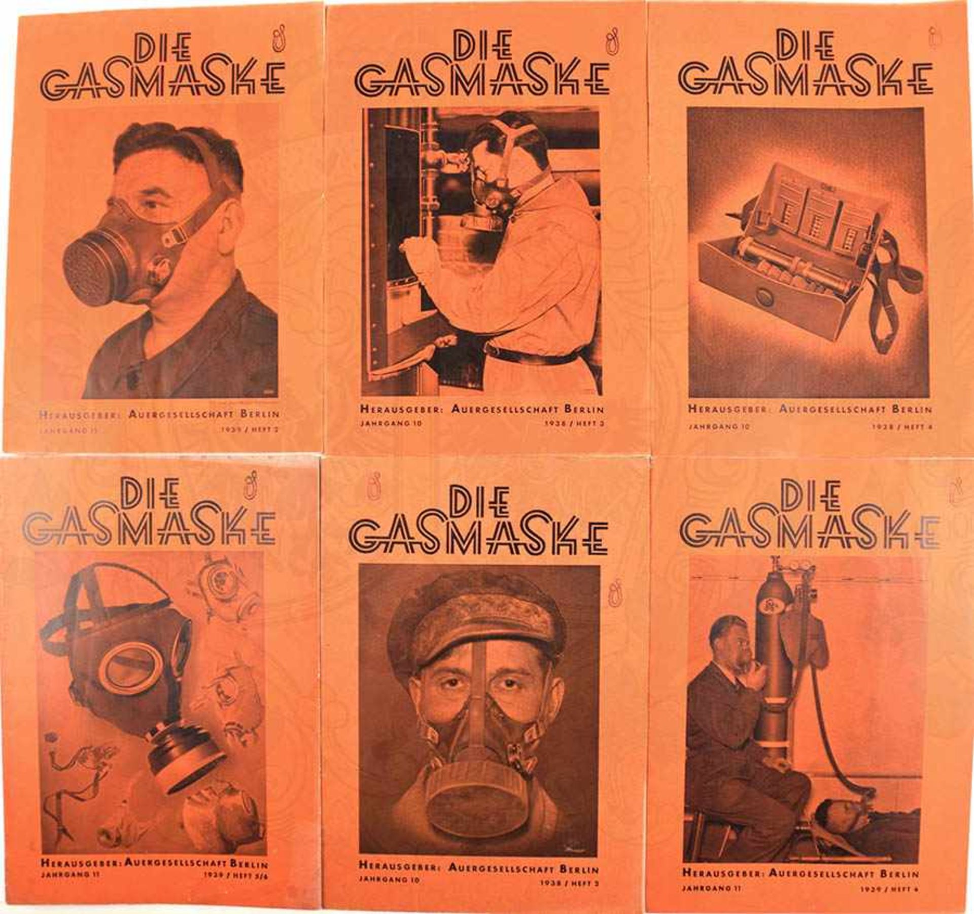 DIE GASMASKE, 5 komplette Jahrgänge 1935-1939, DEGEA-A.G. Auergesellschaft Berlin, hunderte Fotos,