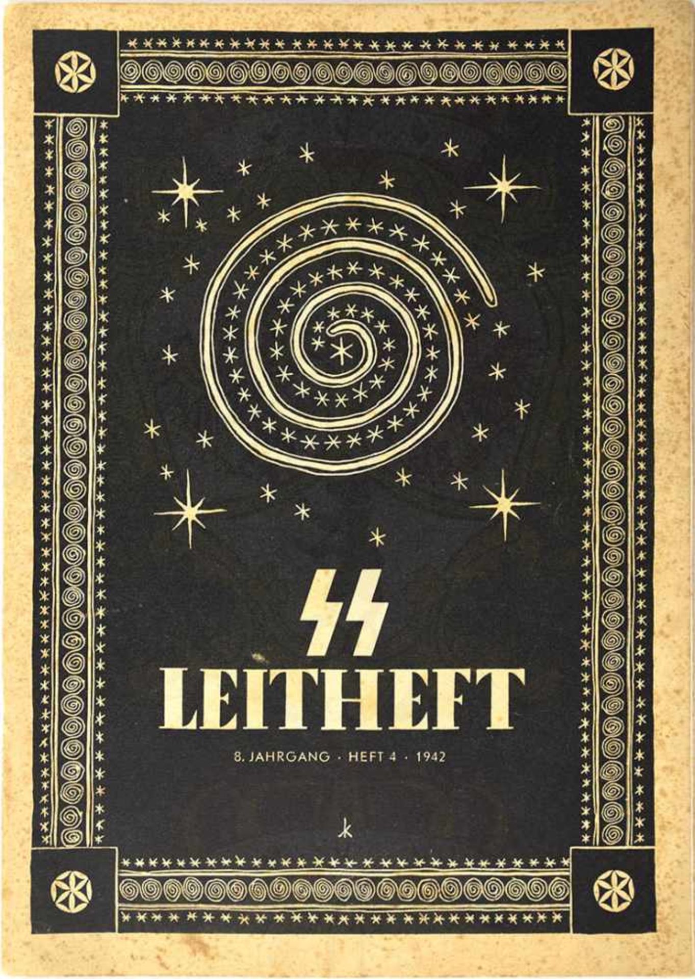 SS-LEITHEFT, 1942-Folge 4, 14 Fotos, zahlr. Zeichnungen, 32 Textseiten, Umschlag m. kleinen