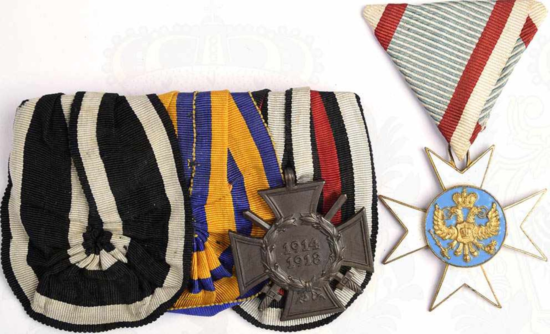 GROßE ORDENSPANGE, EK II 1914/Schwarzburg. Silb. Medaille Verdienst im Kriege, bde. Auszeichnungen