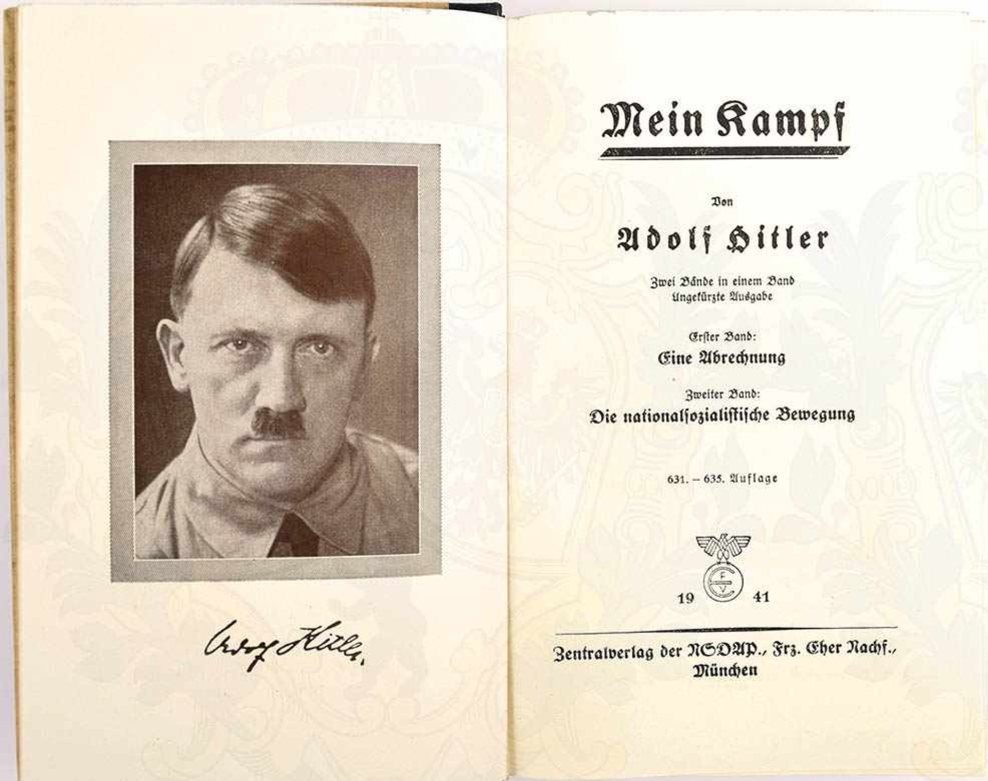 MEIN KAMPF, von Adolf Hitler, Hochzeitsausgabe, 631. Tsd., Zentralverlag der NSDAP, München 1941, - Bild 3 aus 3