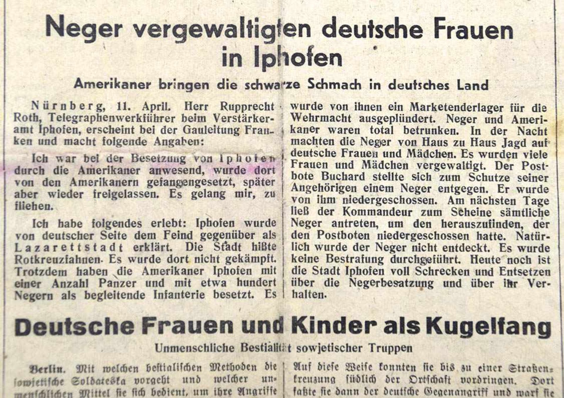8-UHR-BLATT, „Abendzeitung Süddeutschlands“ vom 12.4.1945, 1-Blatt-Ausgabe, „Die Kriegsschuld der - Bild 2 aus 2
