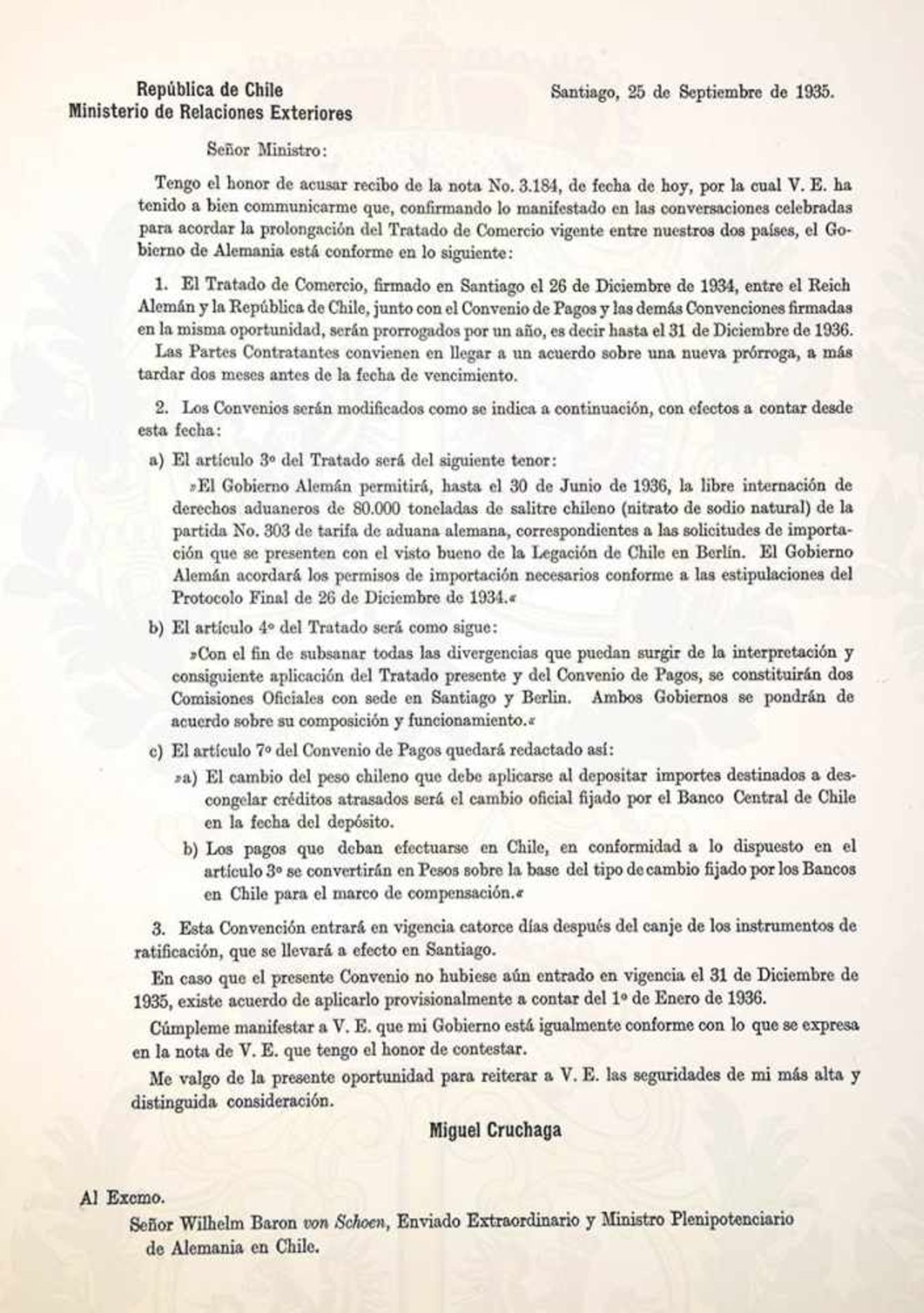 ADOLF HITLER, Bestätigungsurkunde zur deutsch-chilenischen Vereinbarung vom 25. September 1935 - Bild 8 aus 9