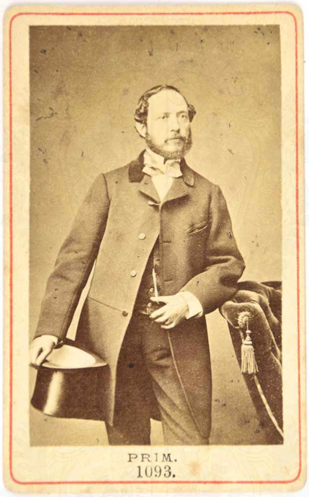 VISITFOTO GENERAL JUAN PRIM Y PRATS, (1814-1870, Attentat), Ministerpräsident der Republik 1869,