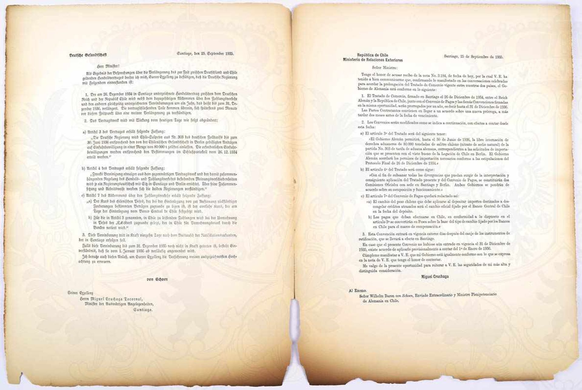 ADOLF HITLER, Bestätigungsurkunde zur deutsch-chilenischen Vereinbarung vom 25. September 1935 - Bild 5 aus 9