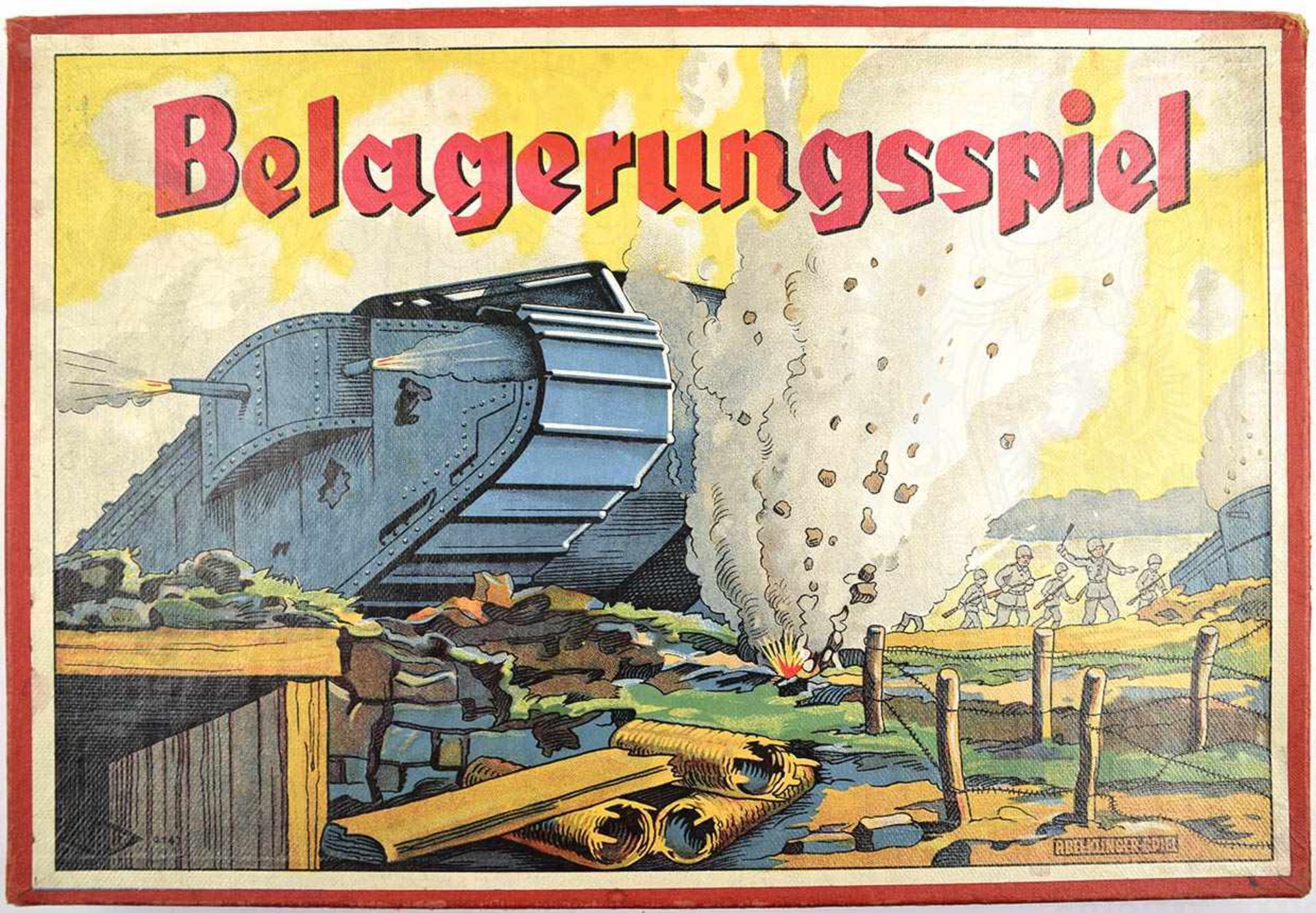 BELAGERUNGSSPIEL, Herst. „AKN Abel Klinger Spiele Nürnberg“, um 1938, farb., gef. Brett, 25 flache