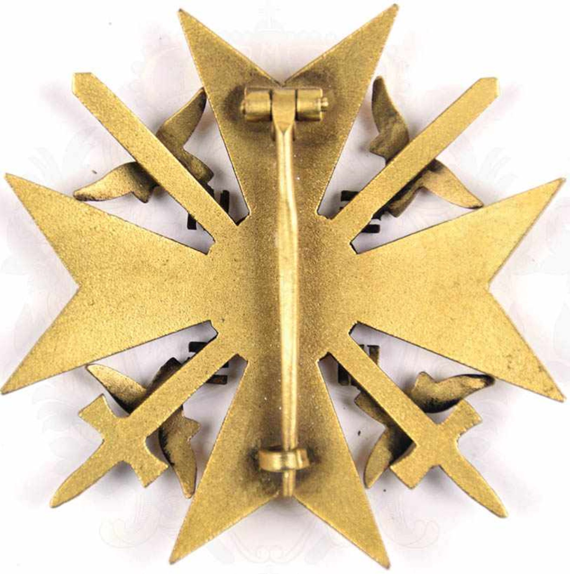 SPANIENKREUZ IN GOLD MIT SCHWERTERN, Buntmetall, vergld., flache Nadel - Bild 2 aus 2