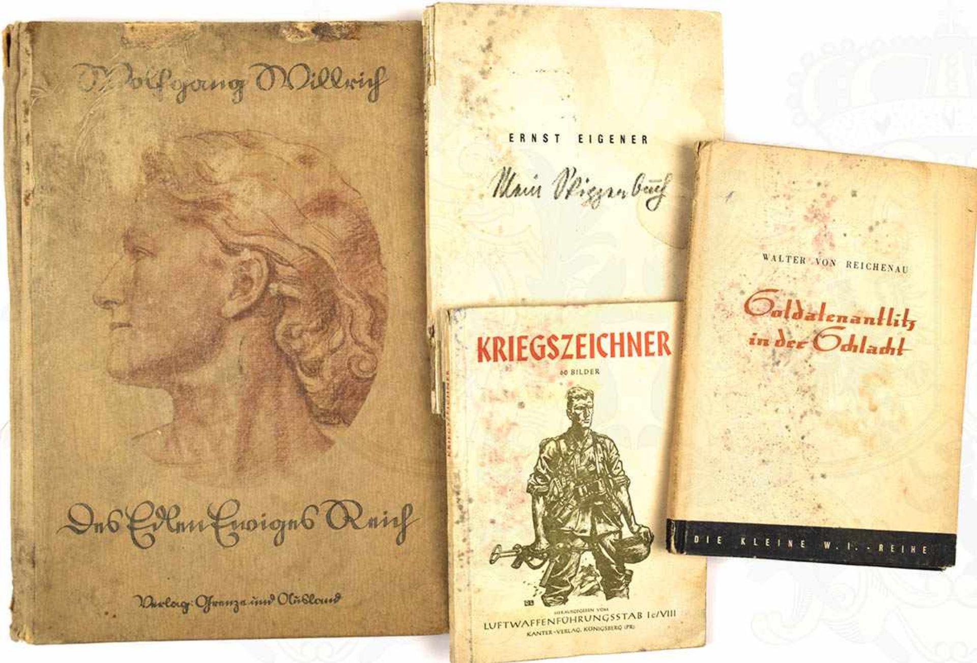 4 TITEL: „Kriegszeichner“, Hrsg. LW-Führungsstaab Ic/VIII, 1942, 64 S.; Ernst Eigener „Mein
