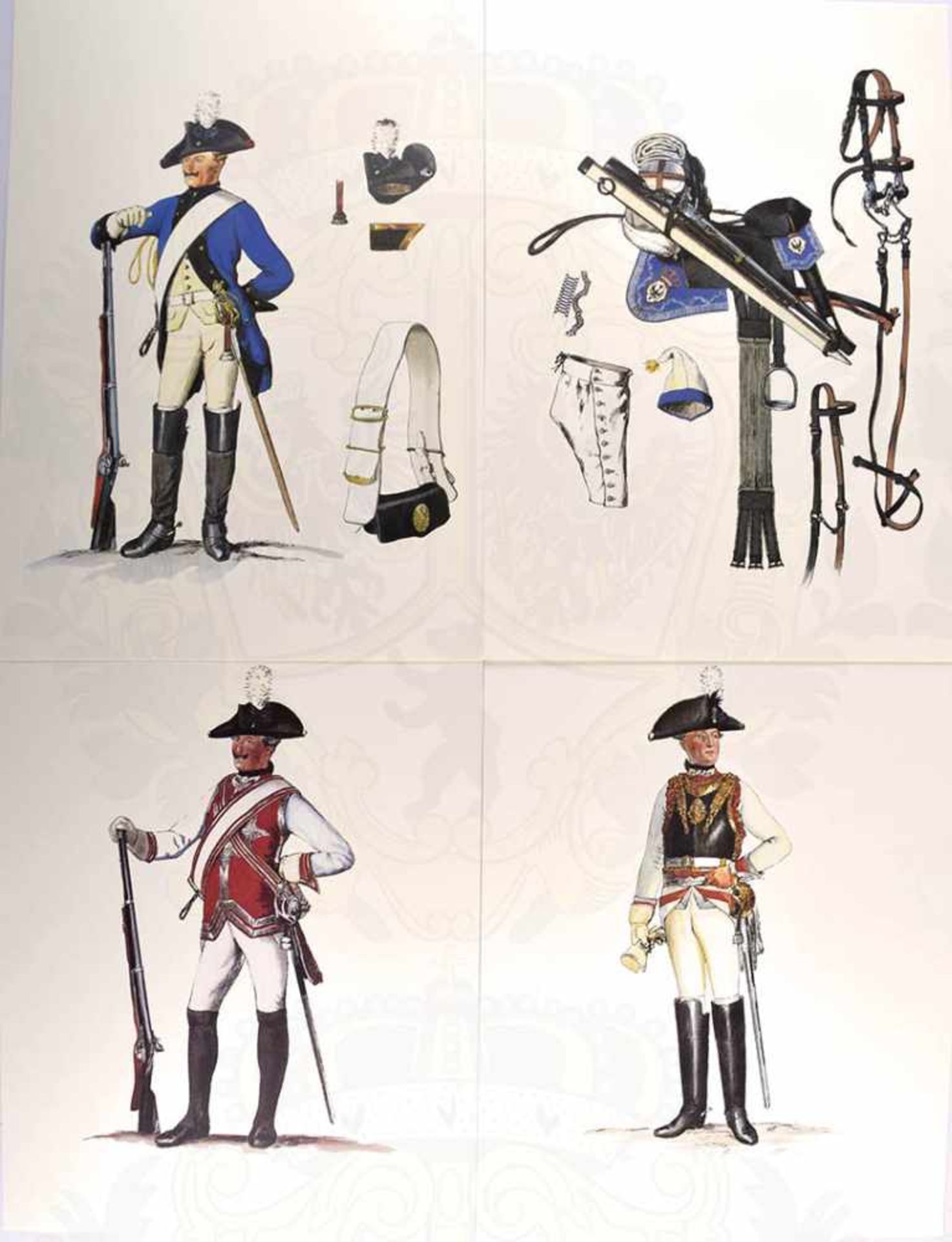 DIE ARMEE FRIEDRICH DES GROSSEN, „in ihrer Uniformierung, gezeichnet und erläutert von Adolph - Bild 2 aus 4