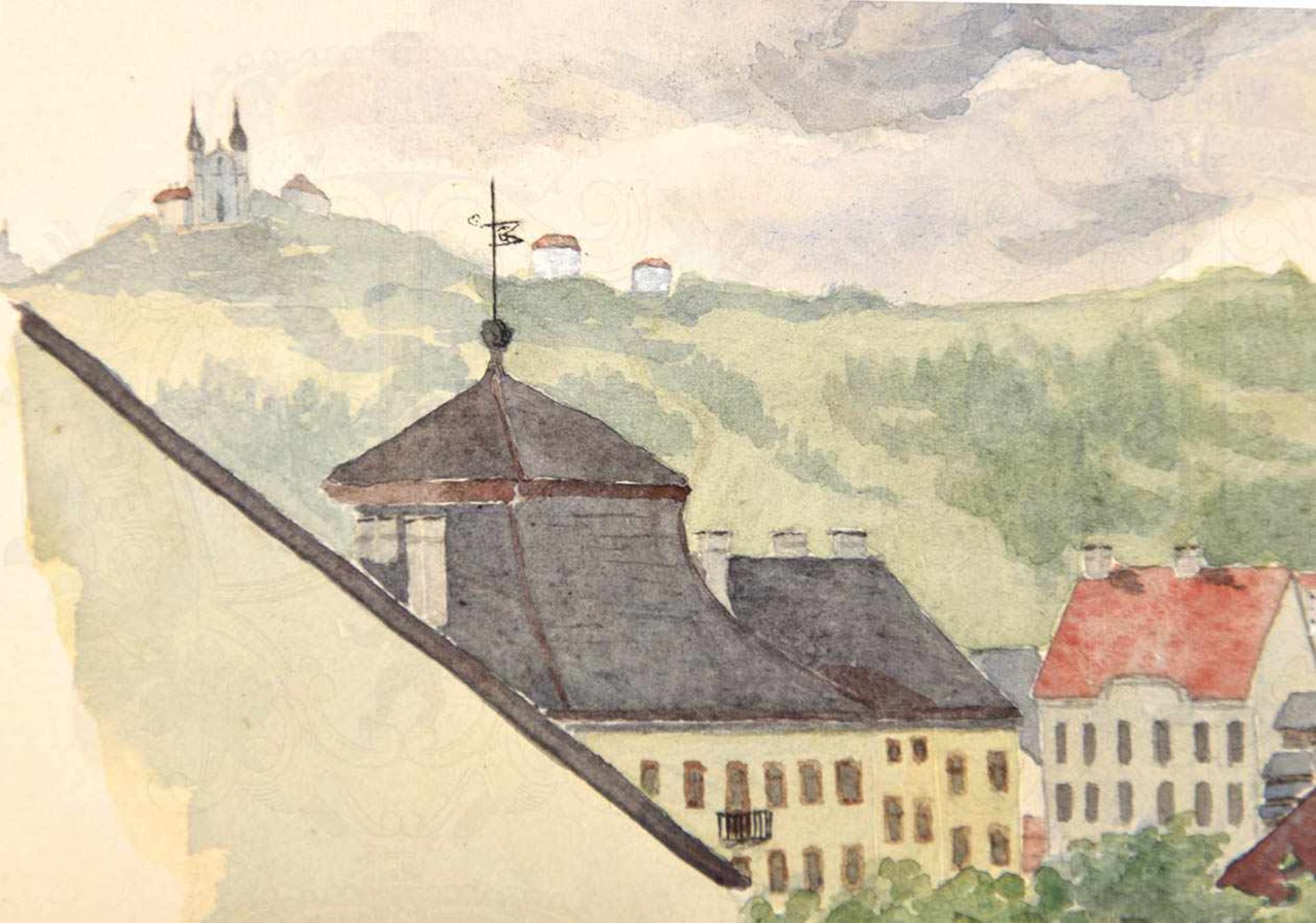 AQUARELL VON ADOLF HITLER, „St. Magdalenen bei Linz“, nördlicher Stadtteil von Linz, an der Donau - Bild 3 aus 6