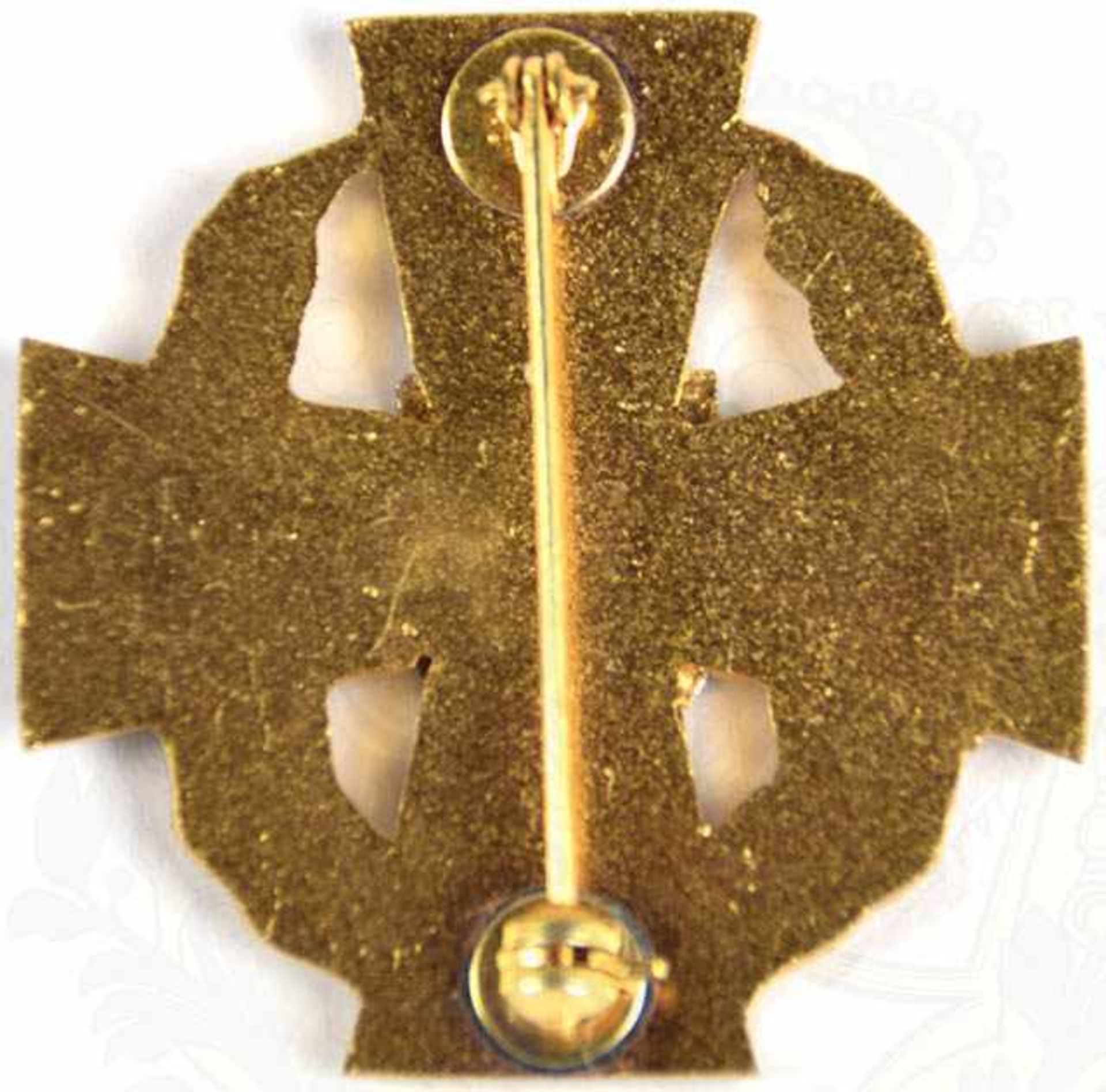 FEUERWEHR-EHRENZEICHEN RHEINLAND-PFALZ, 3. Stufe, Steckkreuz in Gold, ohne Inschrift, 1956-1984, - Bild 3 aus 3