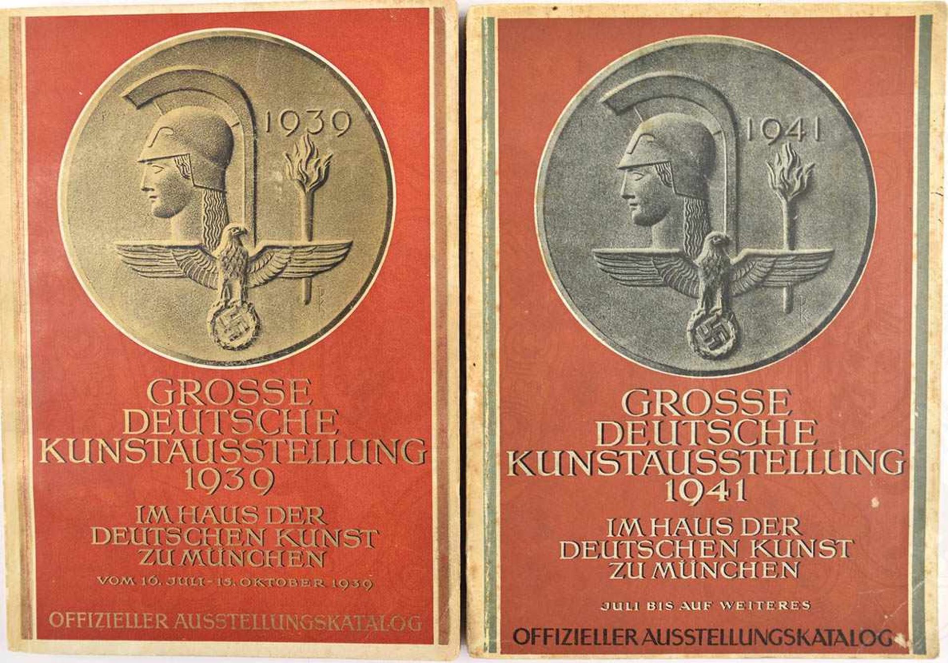 2 KATALOGE „GROSSE DEUTSCHE KUNSTAUSSTELLUNG“, 1939/1941, ges. 186 S., 148 Bildseiten, kart.,