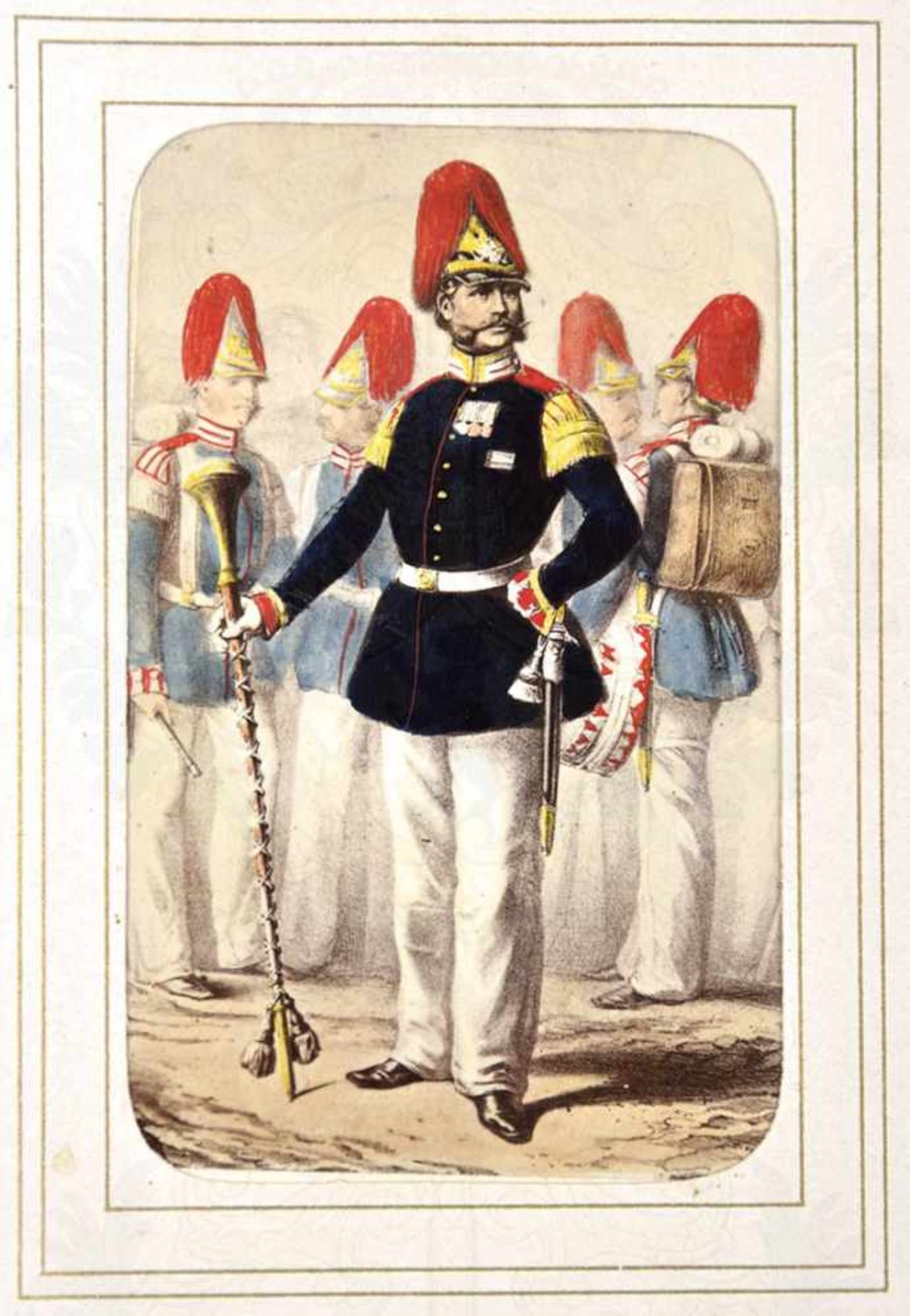 FOTOALBUM mit 40 gesteckten, handcolorierten Visitfotos, preußische Uniformen etw. 1860-65, nach - Bild 7 aus 7