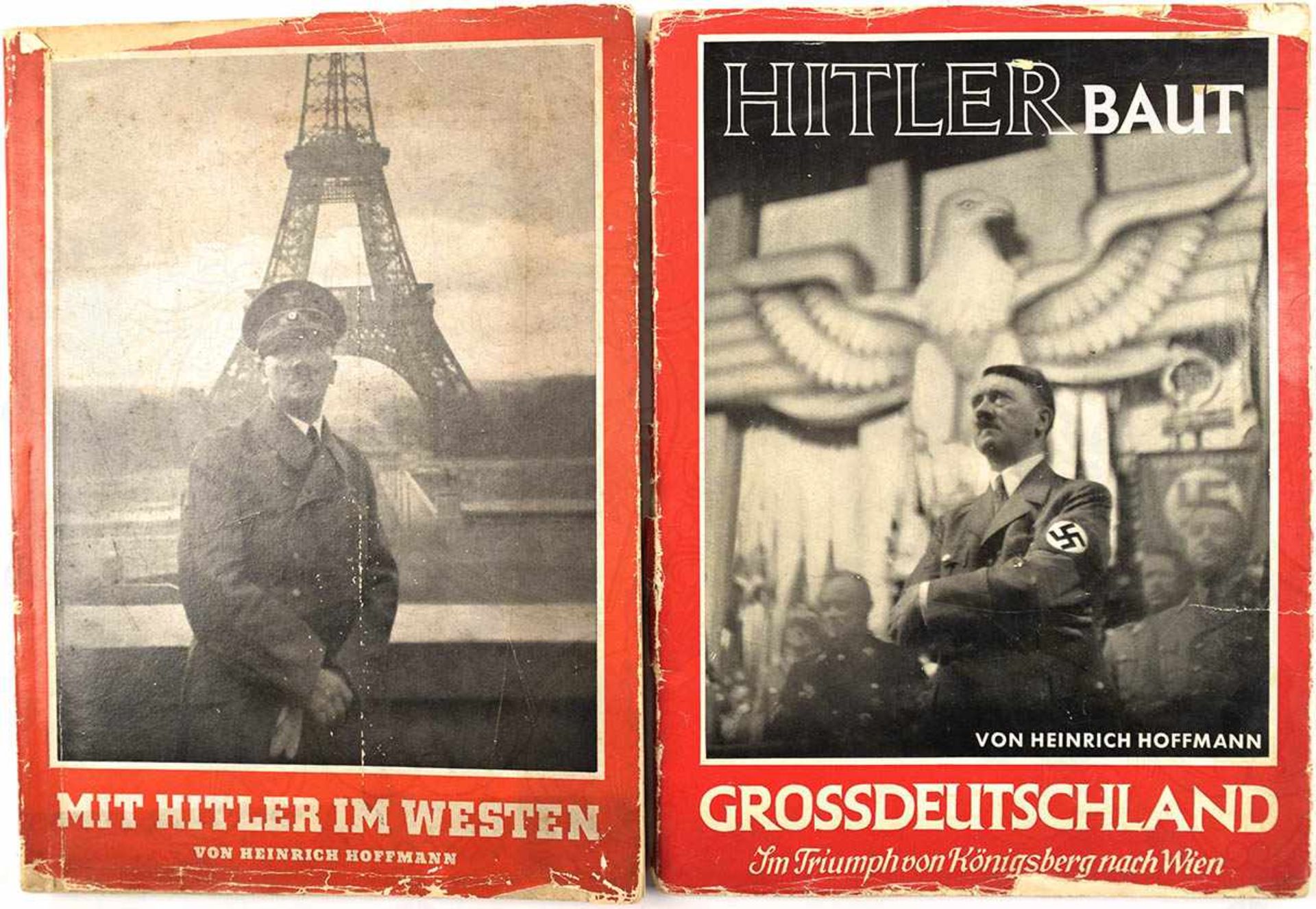 2 HOFFMANN FOTOBÄNDE, „Hitler baut Großdeutschland“ u. „Mit Hitler im Westen“, 1938/1940, ges. 192