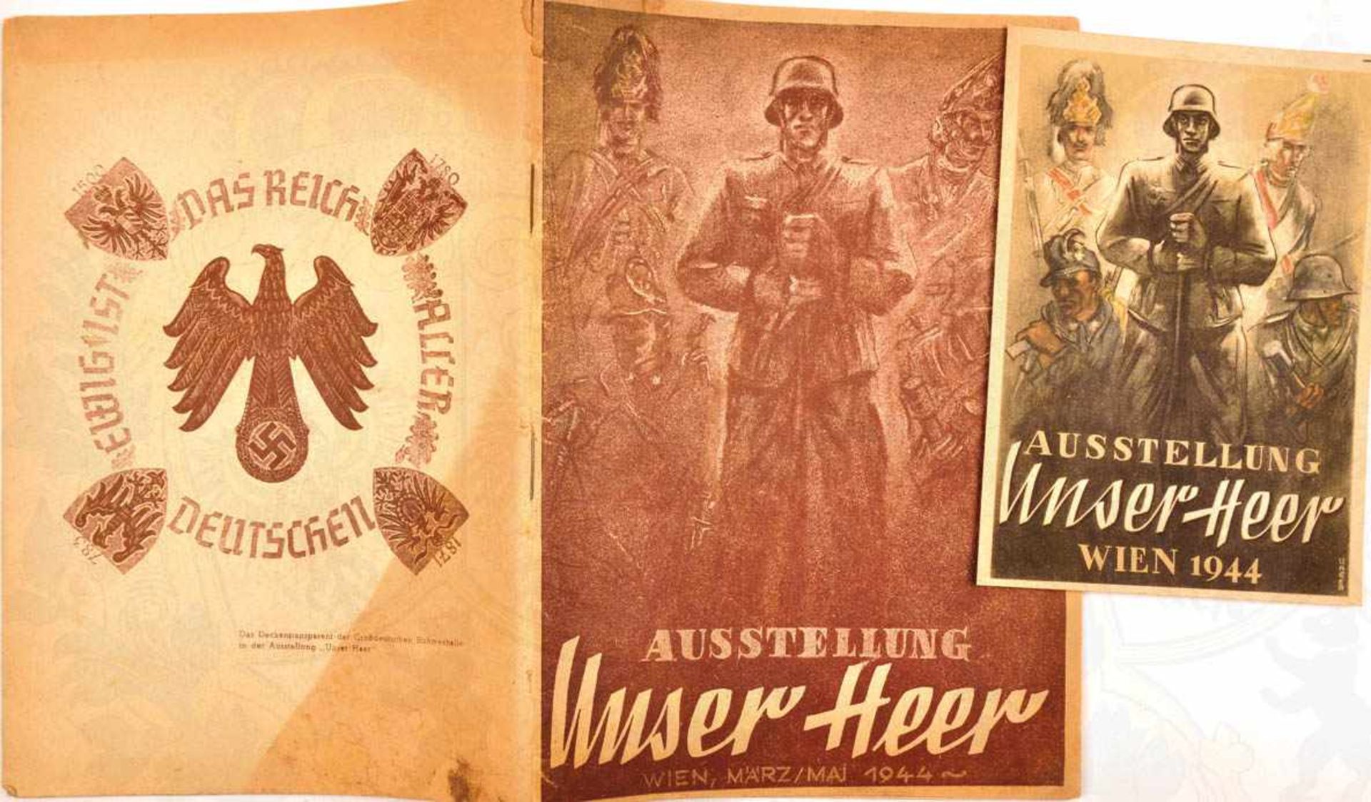 AUSSTELLUNG „UNSER HEER“, Katalog, Wien 1944, zahlr. Fotos u. PK-Zeichnungen; dazu die