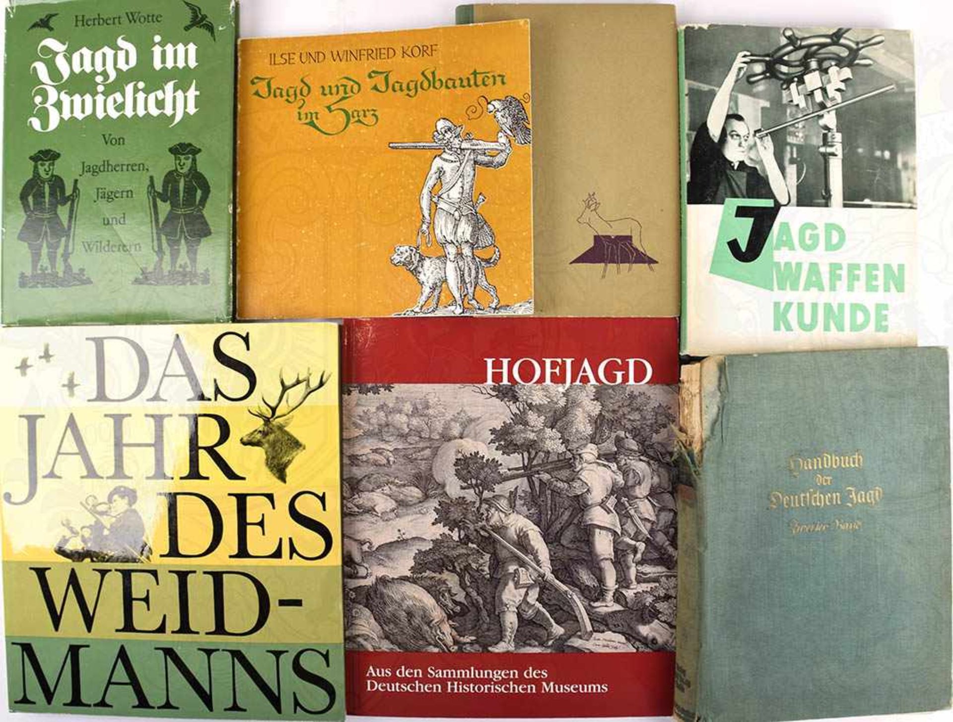 7 TITEL, „Jagdliches Schiessen“; „Jagdwaffenkunde“; „Jagd im Zwielicht“; „Das Jahr des