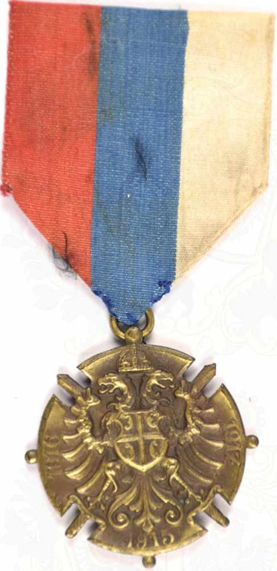 KRIEGS-ERINNERUNGSMEDAILLE 1914-1918, Königreich Serbien, Bronze, gedunkelt, am Band - Bild 2 aus 2