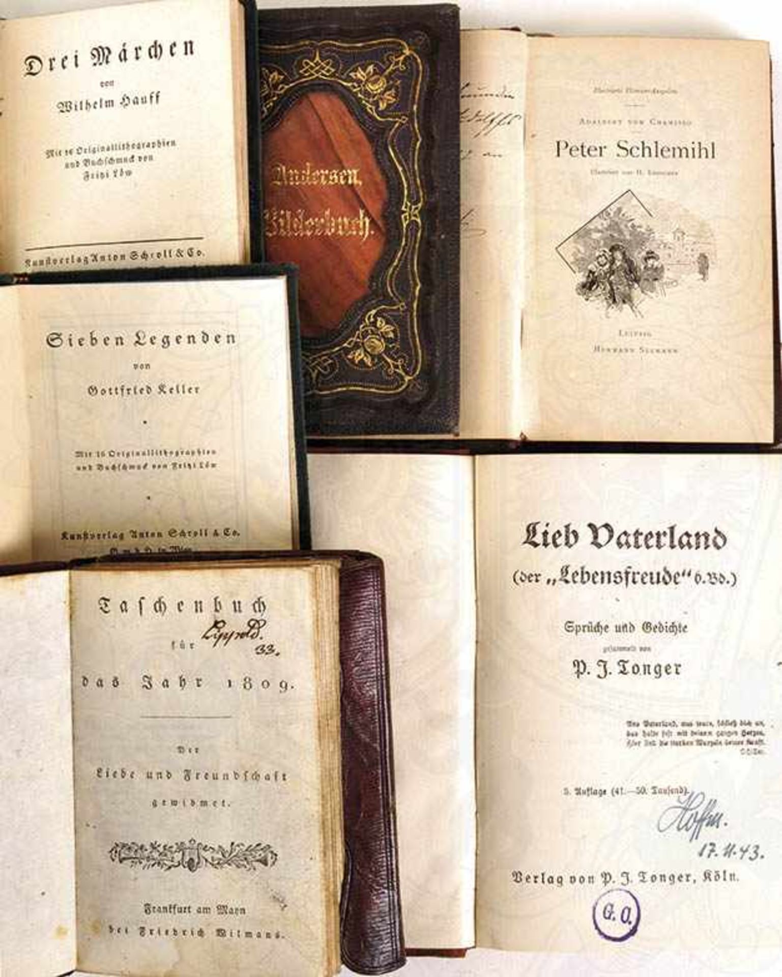 TASCHENBUCH FÜR DAS JAHR 1809, Wilmans, Frankf./M., 273 S., einige Kupfer; dazu Taschenausgaben „