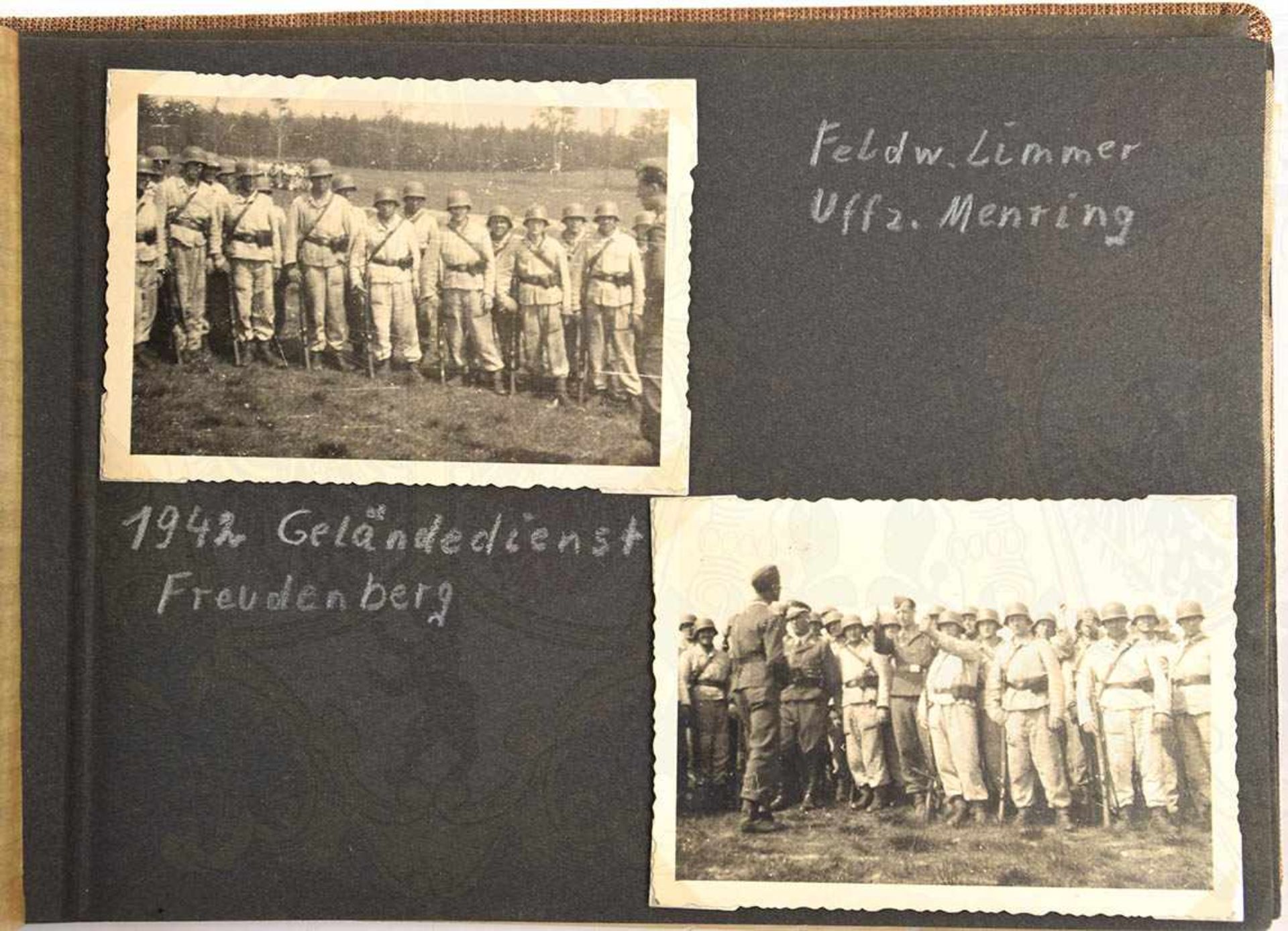 FOTOALBUM, über 30 Aufnahmen, 1941-1943, dabei: Offz., Uffz. u. Mannschaften, Besatzungsdienst in