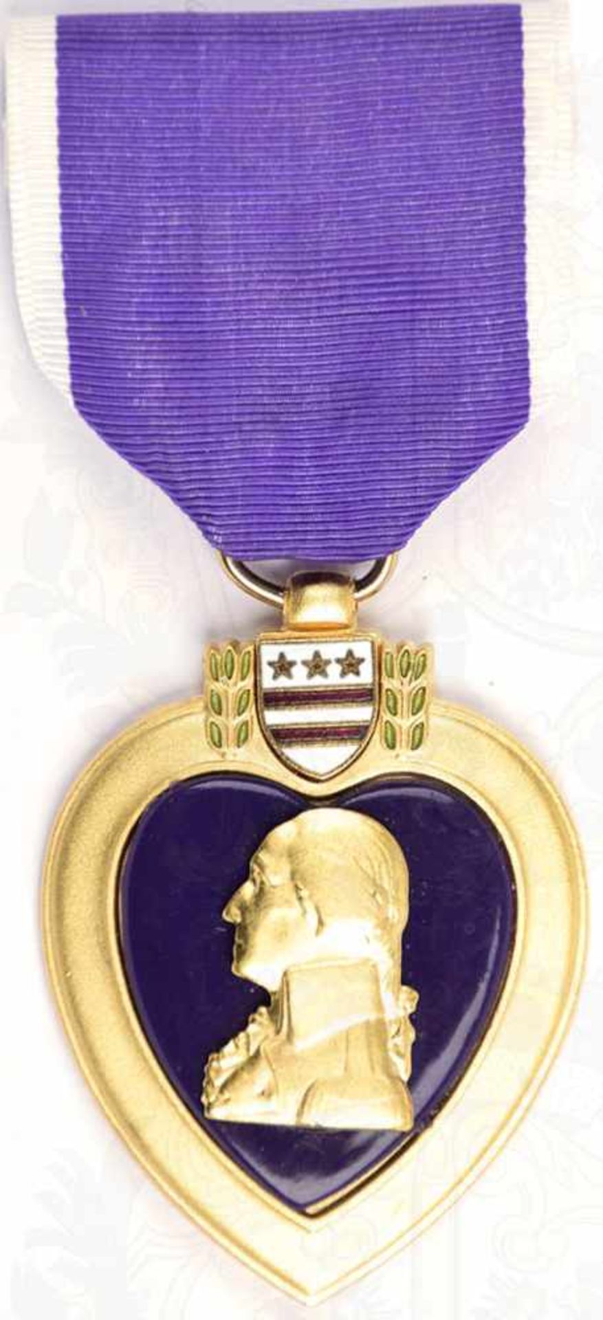 PURPLE HEART, Verwundetenmedaille, Buntmetallvergld./teilemailliert, am Trageband, neuzeitliche