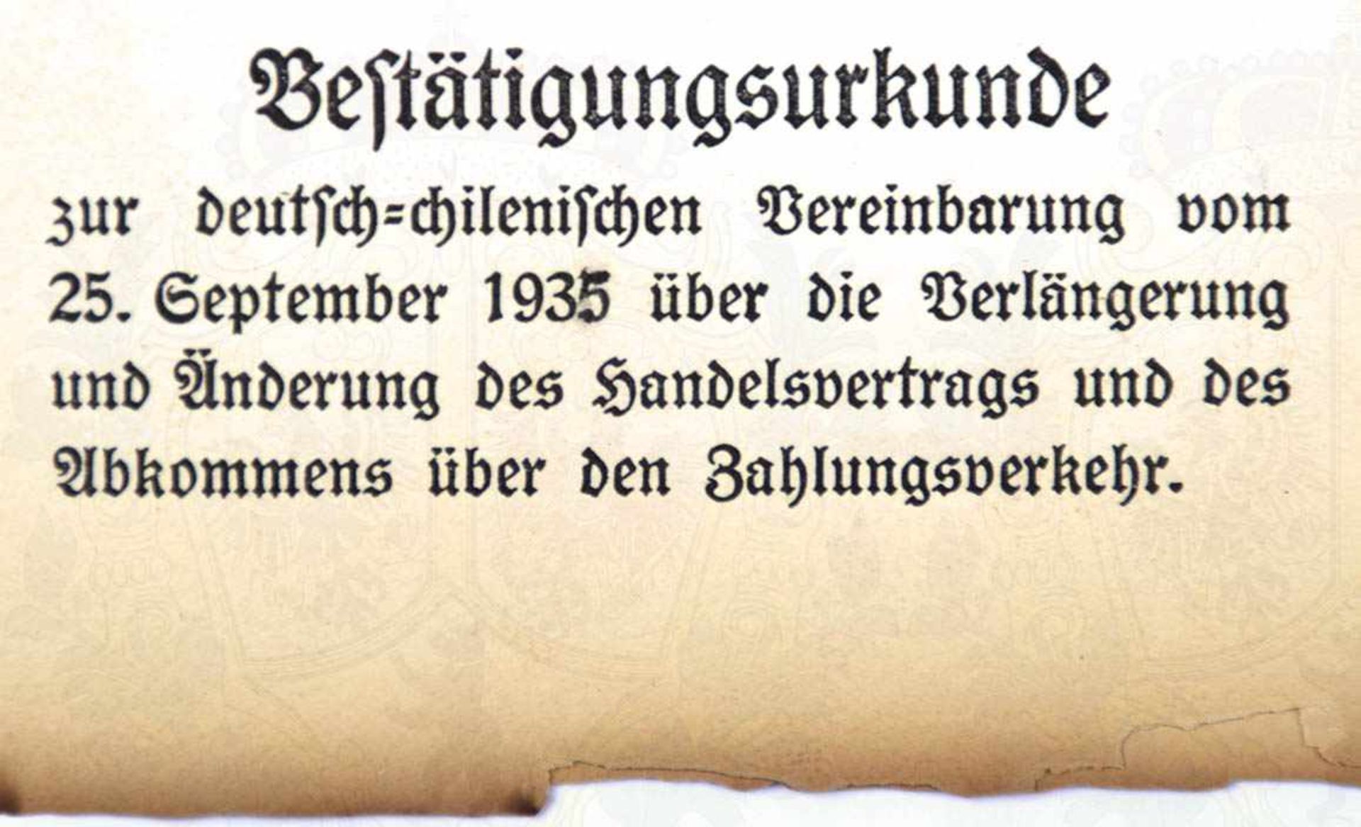 ADOLF HITLER, Bestätigungsurkunde zur deutsch-chilenischen Vereinbarung vom 25. September 1935 - Bild 3 aus 9
