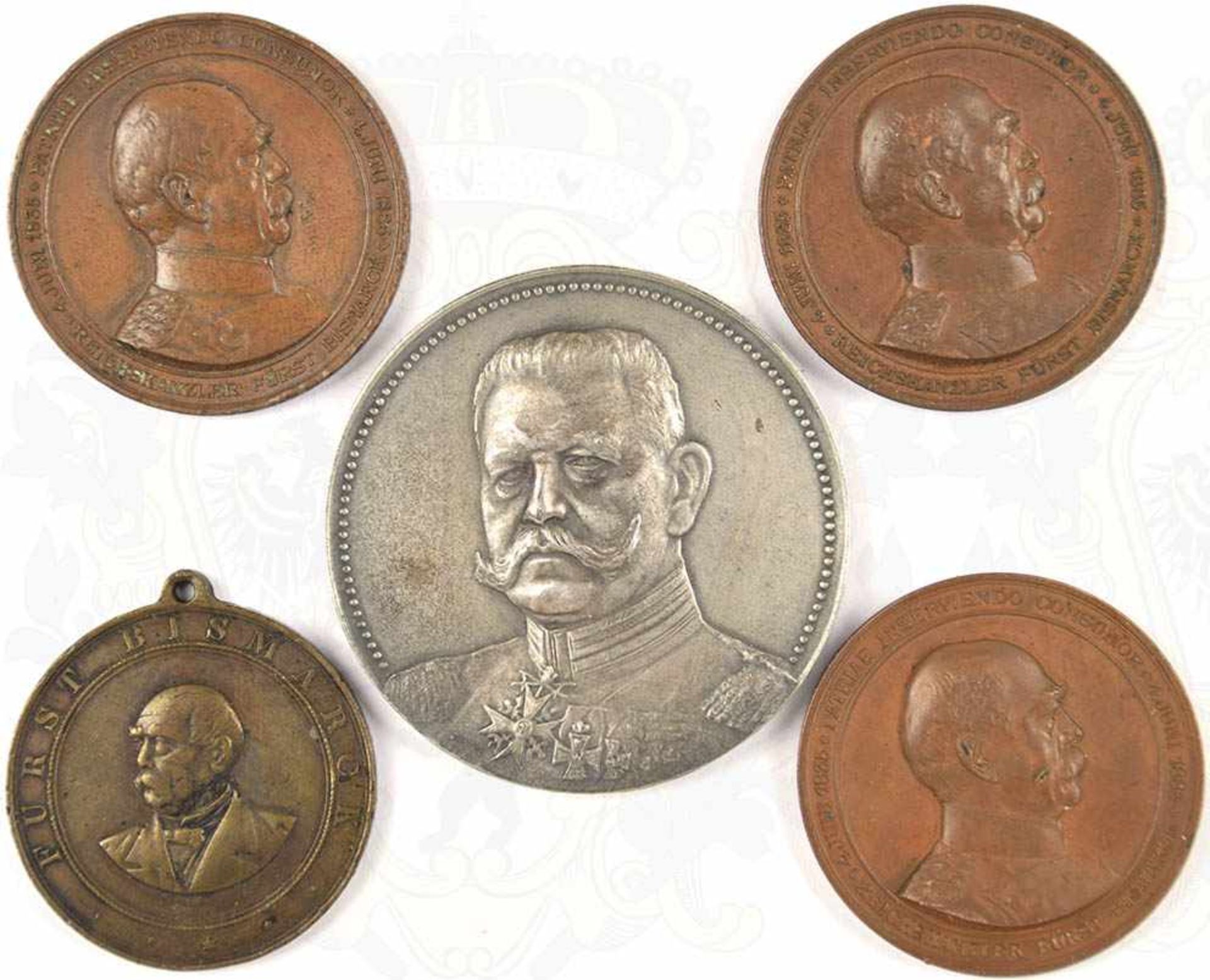 5 MEDAILLEN, 4x Bronze, Fürst Bismarck, Gedenkmedaille z. Tode 1898, tragbar, sonst 3x z. 50jähr.