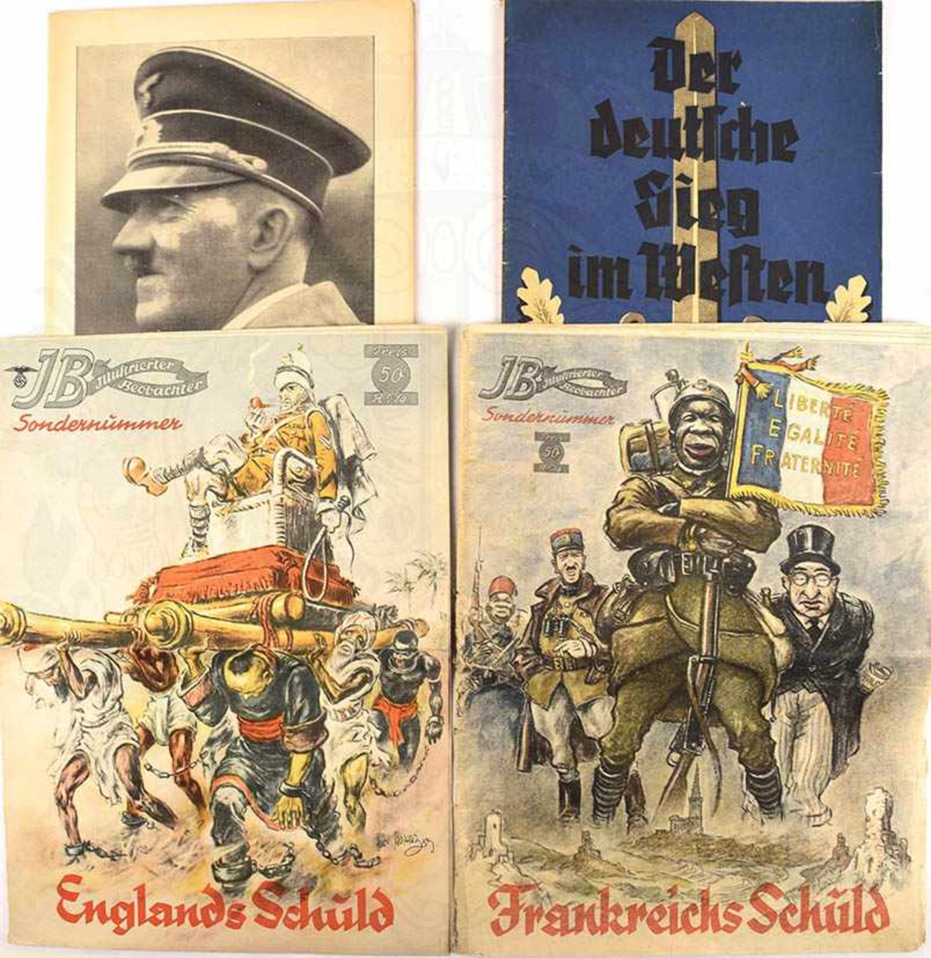 3 SONDERHEFTE, 2x „Der deutsche Sieg im Westen“, 1940, 96 S., 1x ohne Einband u. Titelblatt; „