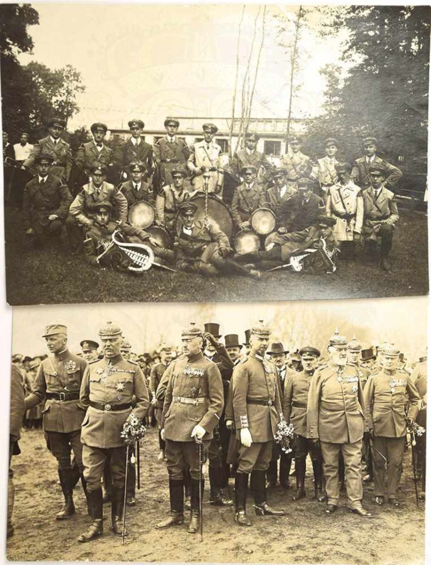 2 PRESSEFOTOS, Ludendorff u. Prinz Oskar von Preußen m. e. General u. Offiziere b. e. Stahlhelm-