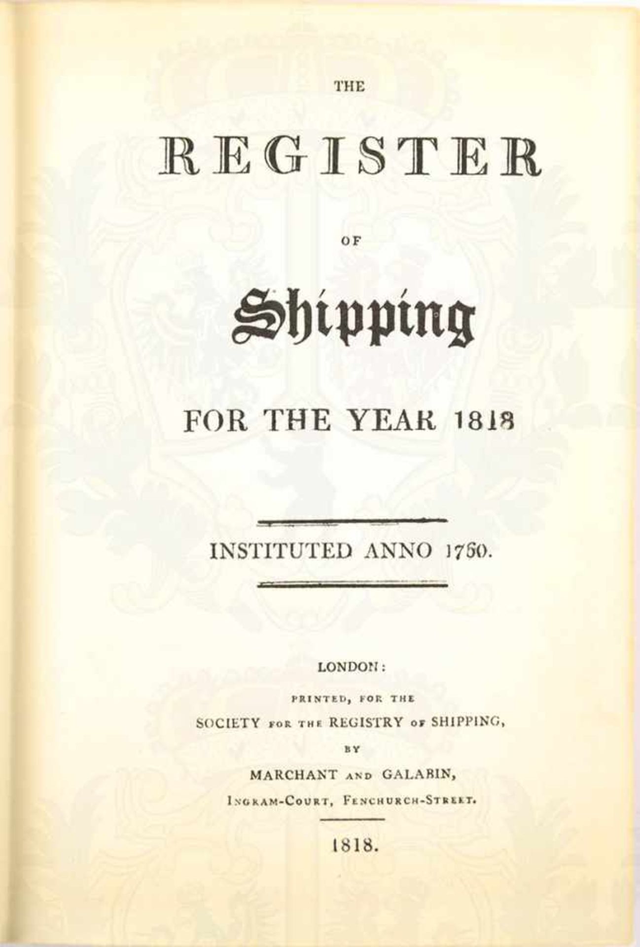 LLOYDS REGISTER OF SHIPPING 1818, Faksimiledruck des Originals für das Jahr 1817/1818, 700 S., - Bild 2 aus 2