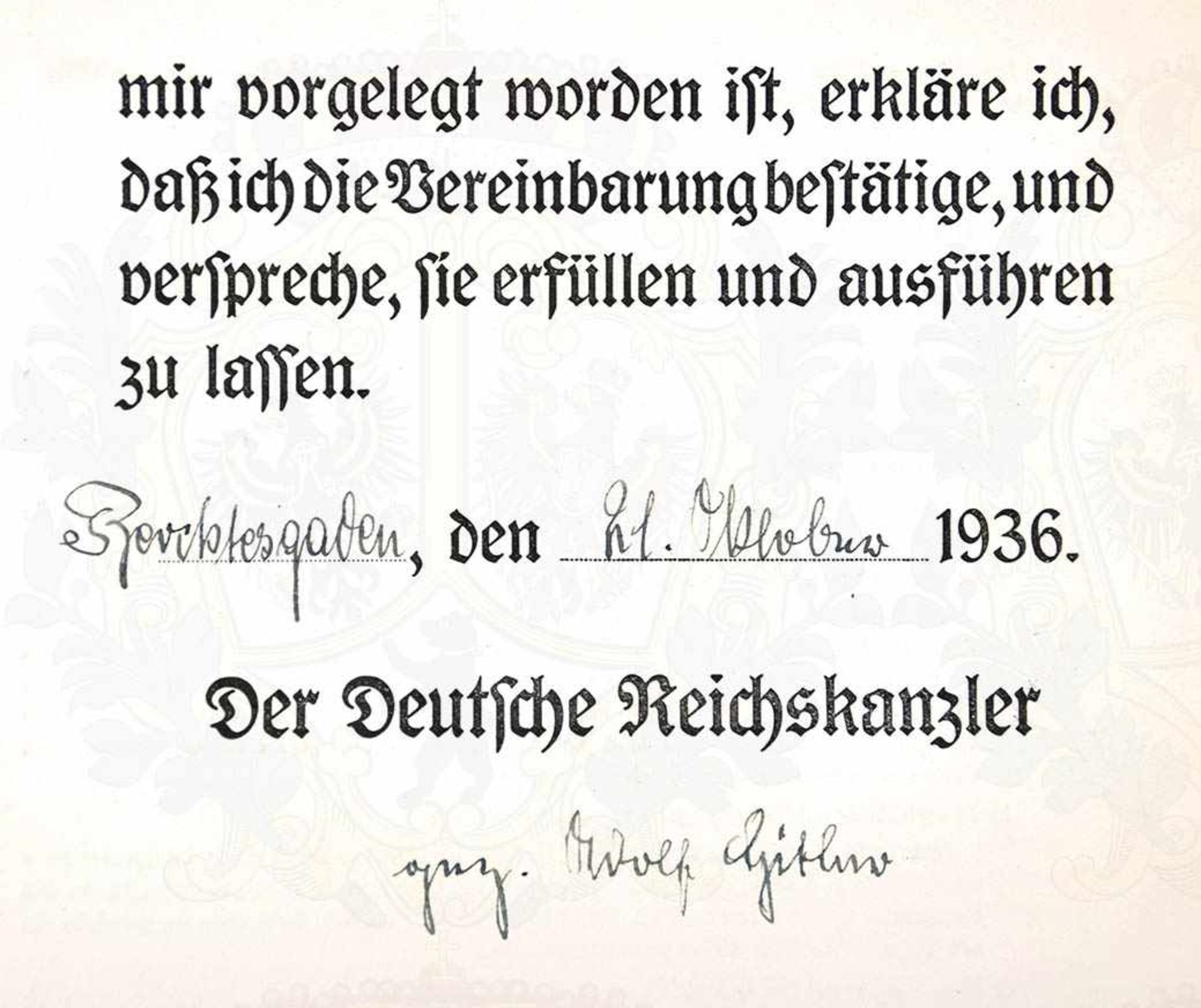 ADOLF HITLER, Bestätigungsurkunde zur deutsch-chilenischen Vereinbarung vom 25. September 1935 - Bild 2 aus 9