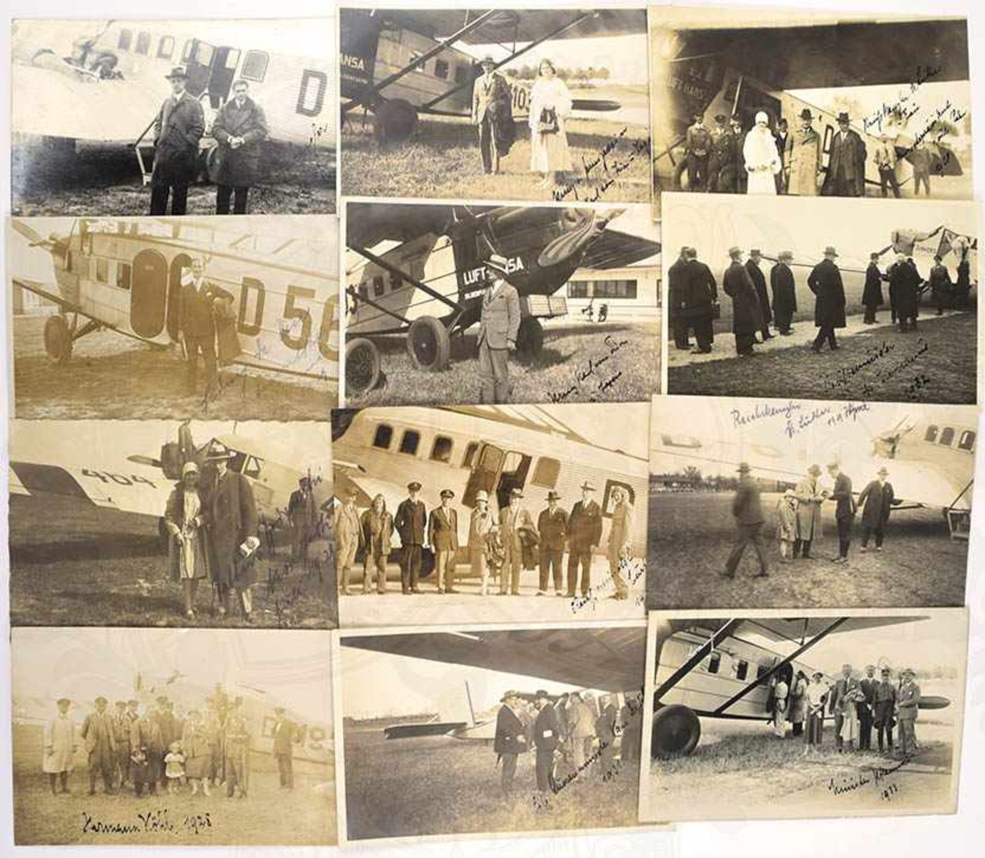 13 FOTO-AK DEUTSCHE POLITIKER, bzw. Persönlichkeiten, Momentaufnahmen vor Lufthansa-Flugzeugen